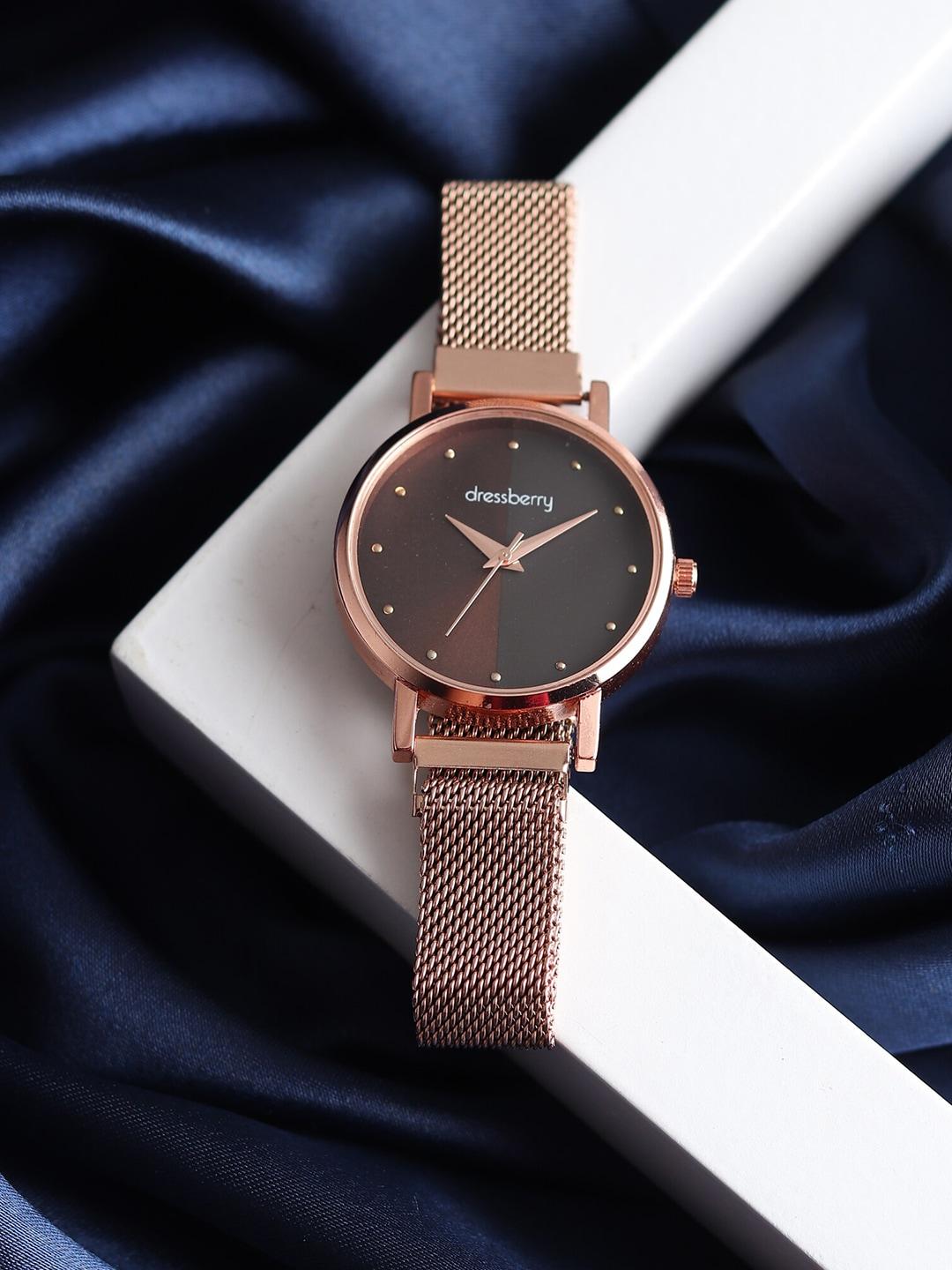 dressberry-women-black-dial-&-rose-gold-plated-bracelet-style-straps-analogue-watch-hobdb-103-bk