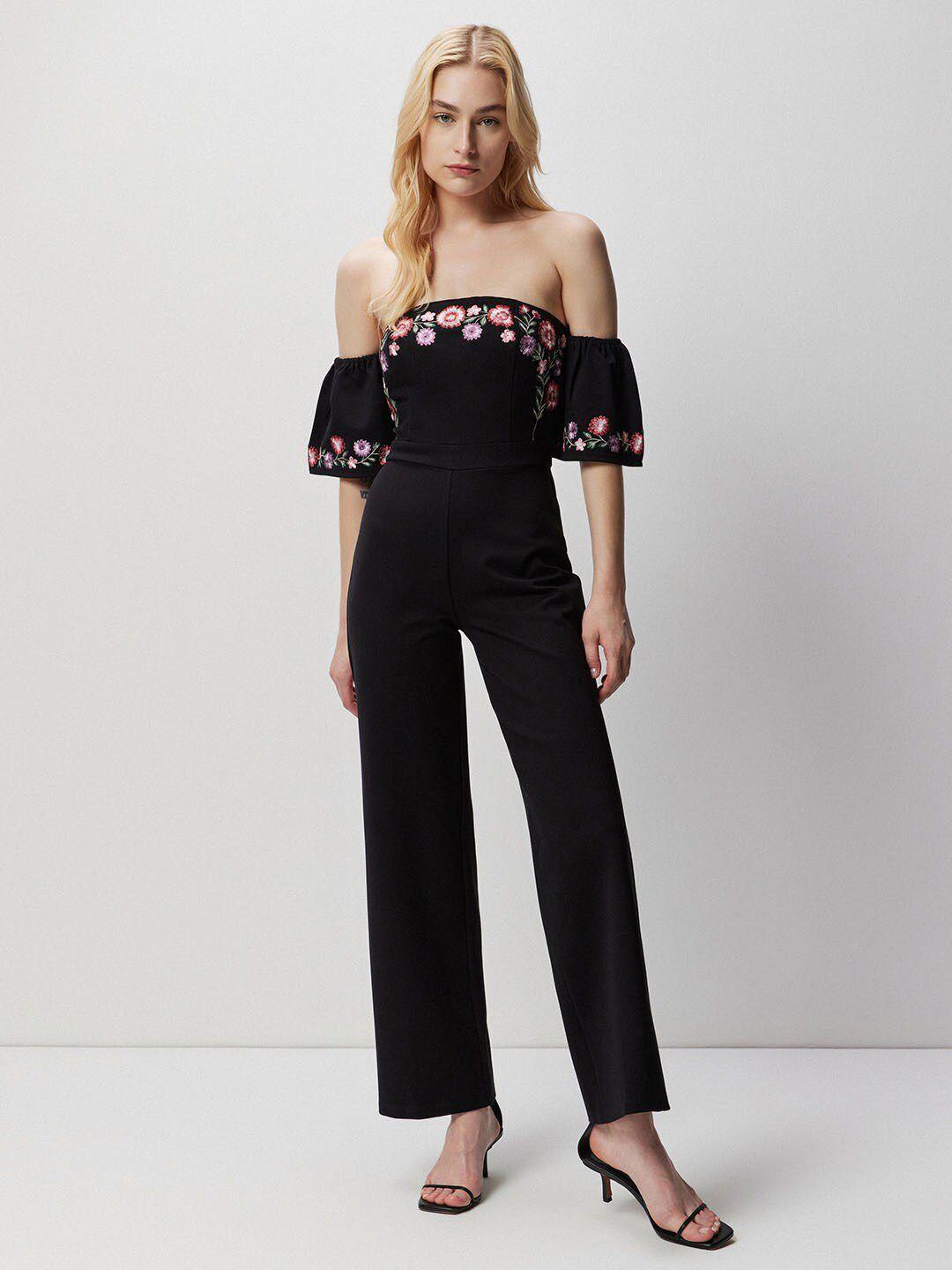 cover-story-black-&-pink-off-shoulder-basic-jumpsuit-with-embroidered