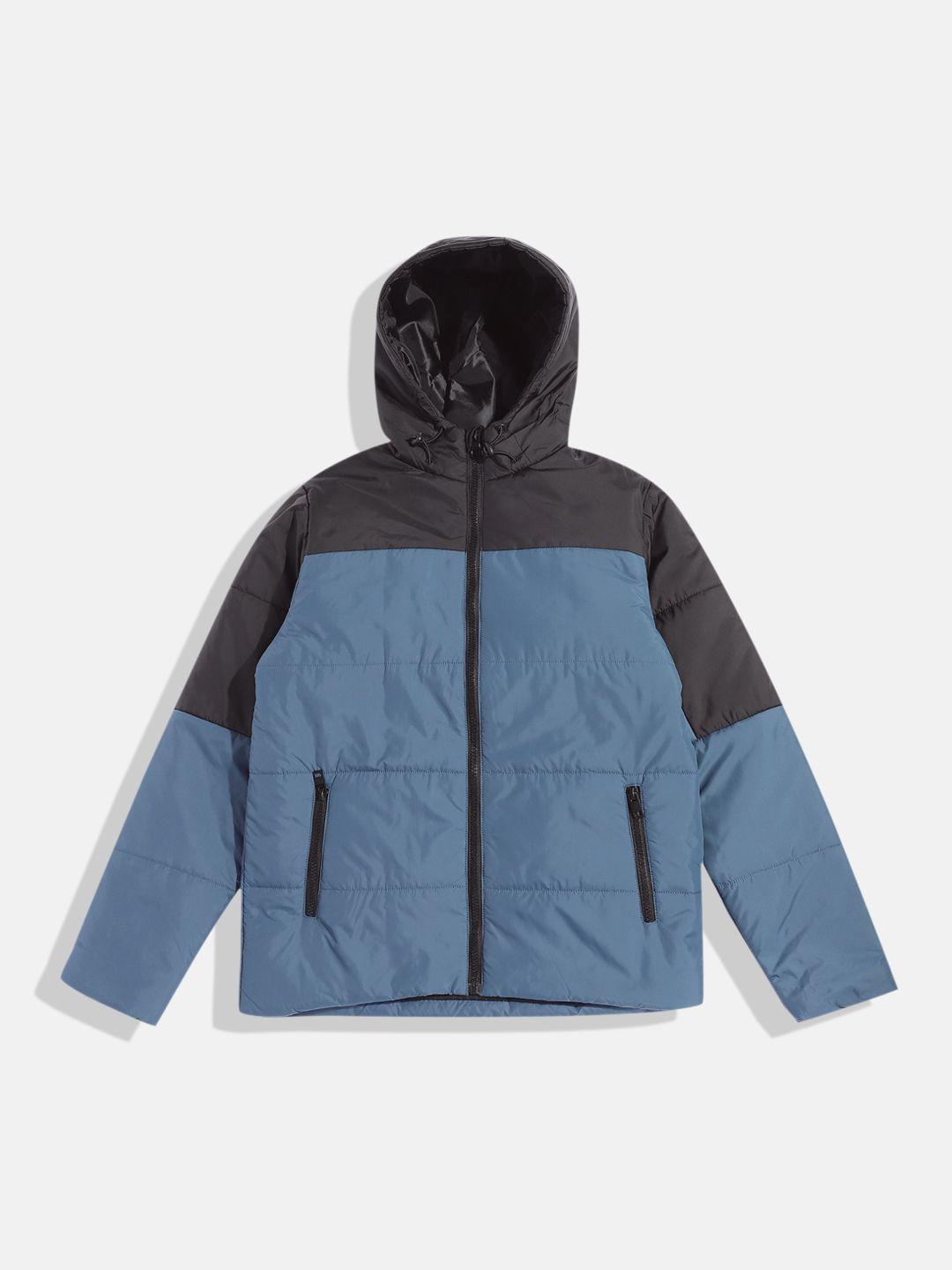 HERE&NOW Boys Colourblocked Hooded Puffer Jacket