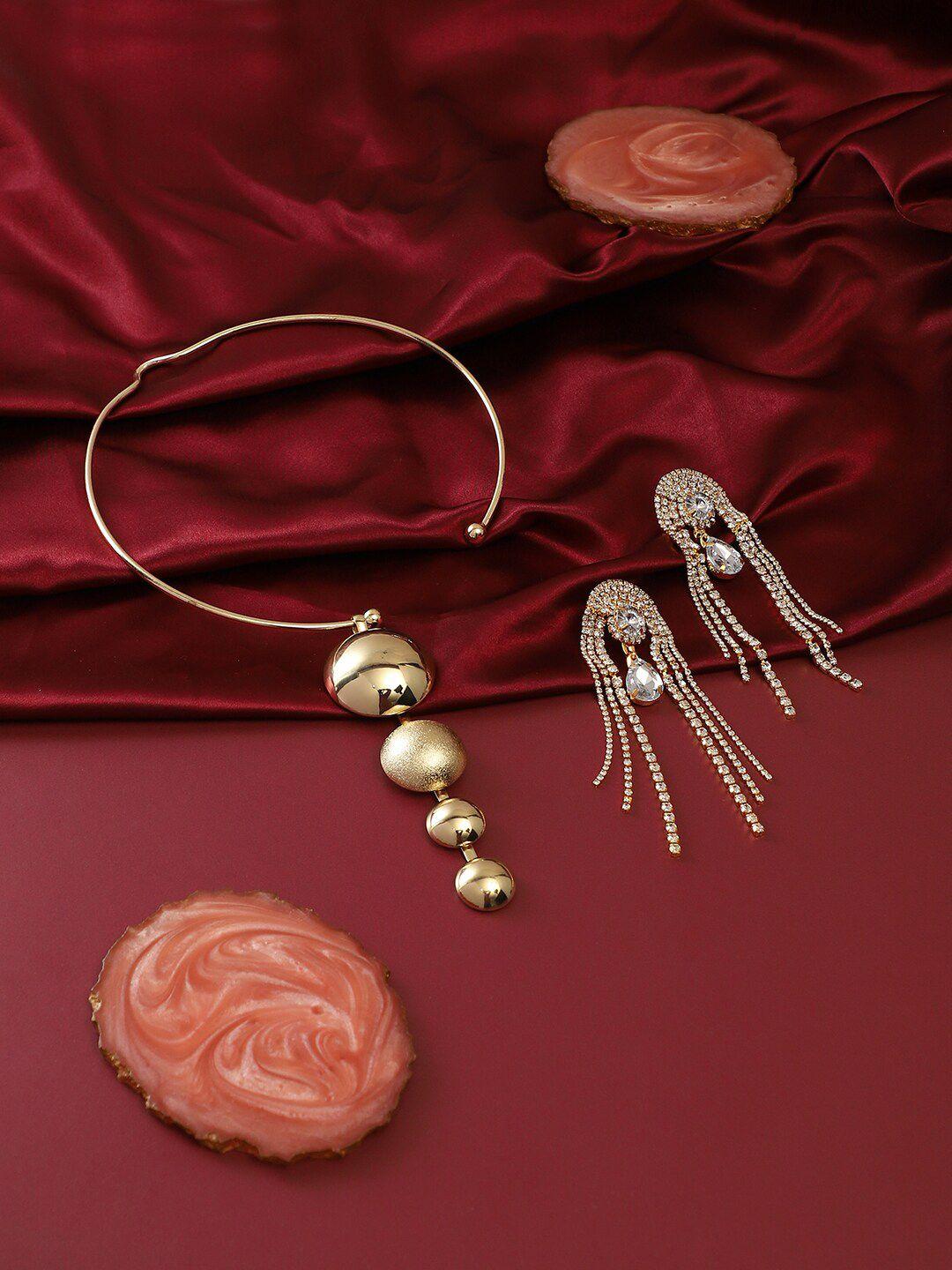 SOHI Gold-Plated Stone Studded Jewellery Set