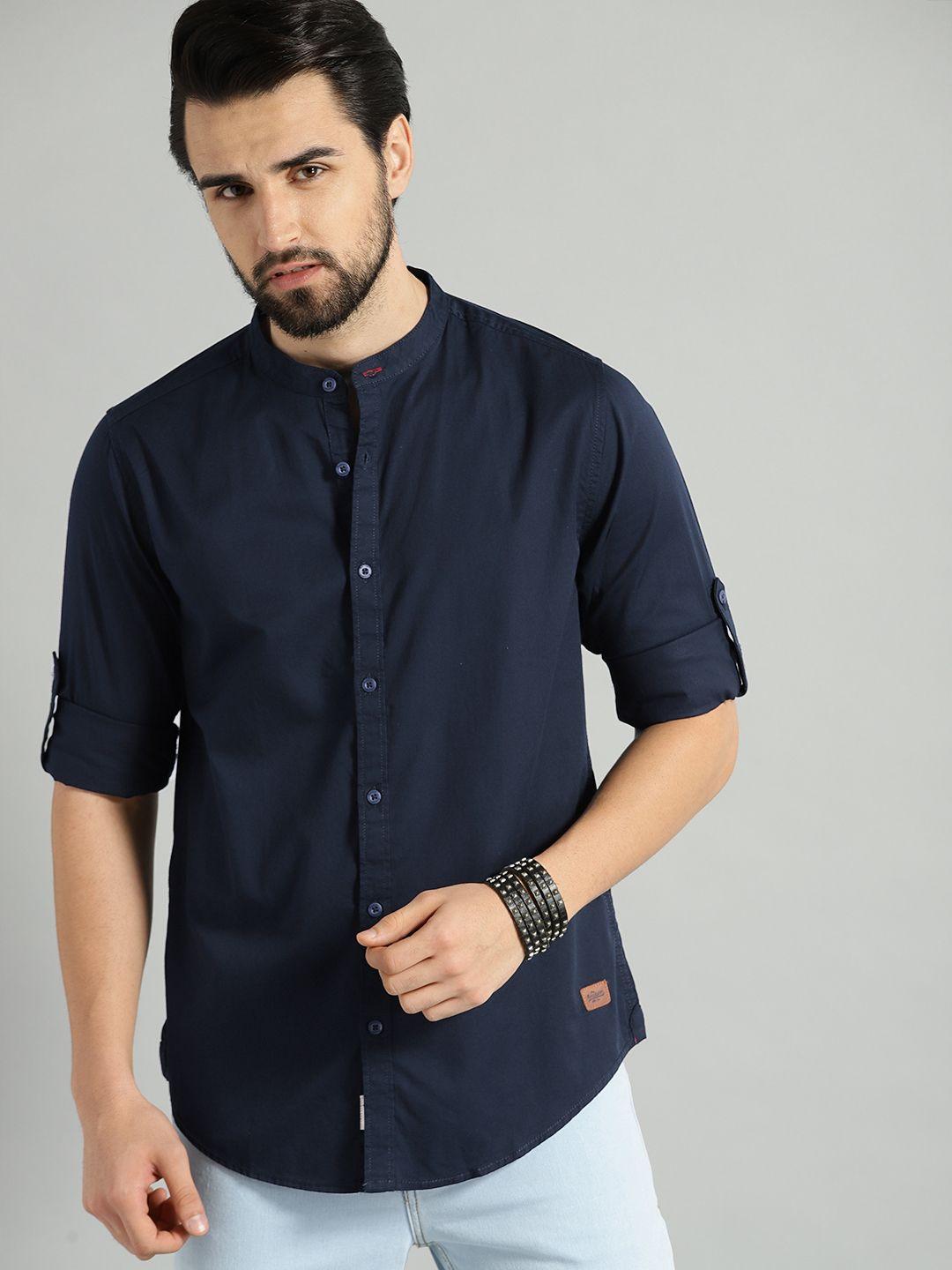 Roadster Men Navy Pure Cotton Sustainable Casual Shirt