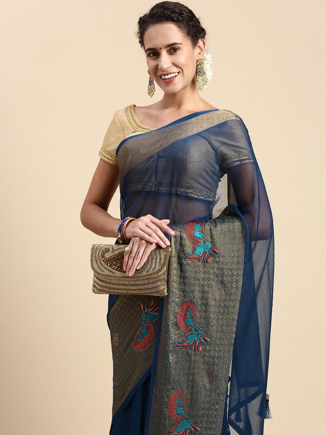 indian-women-embellished-beads-and-stones-saree