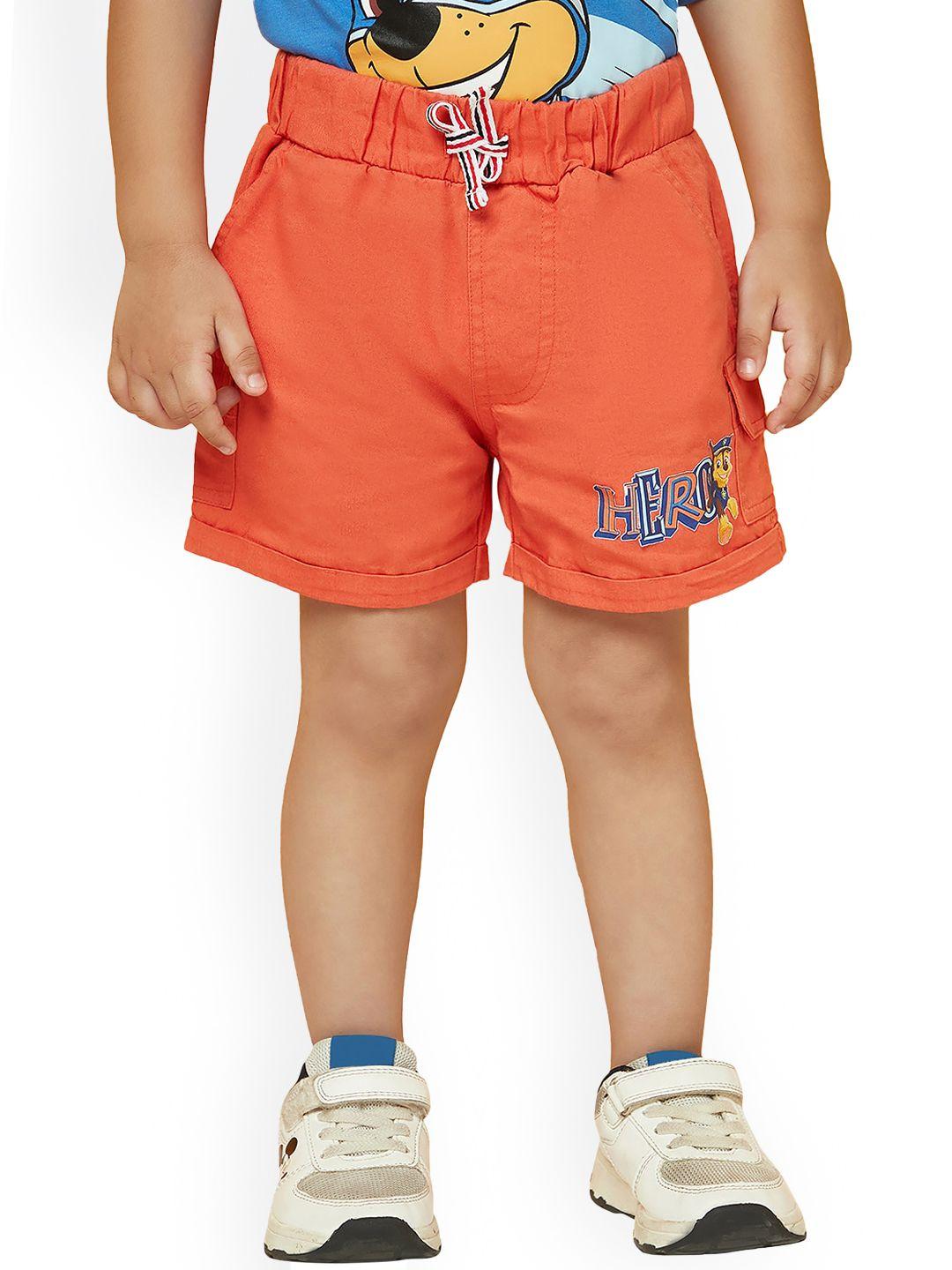 SPUNKIES Boys Rapid-Dry Typography Printed Mid Rise Knitted Cotton Shorts