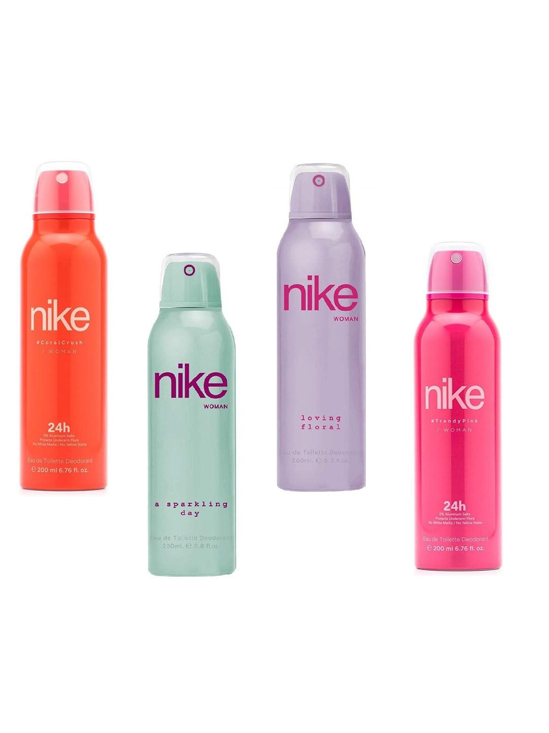 Nike Women Set of 4 Long Lasting Eau De Toilette Deodorant - 200 ml each