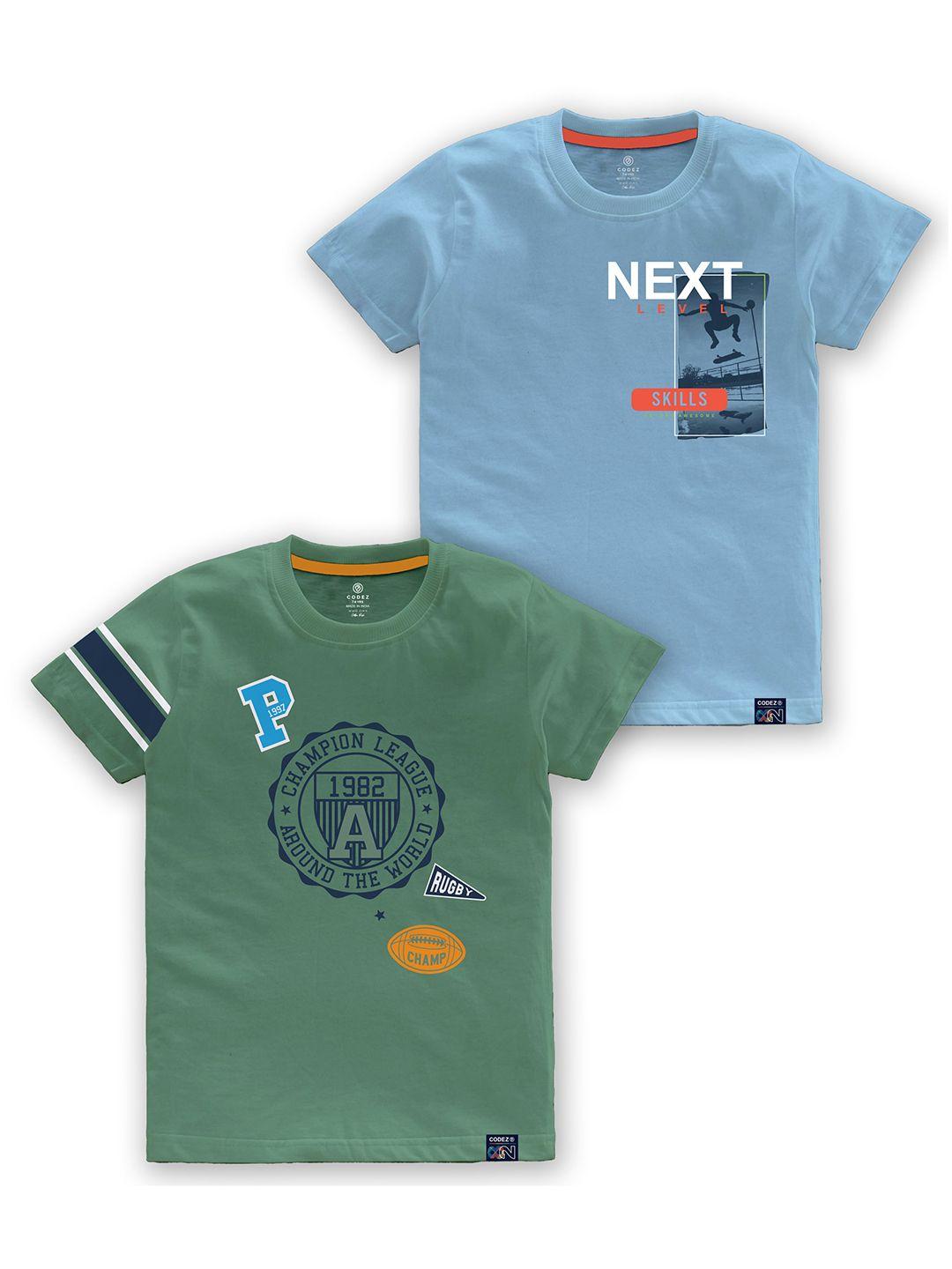 CODEZ Boys Multicoloured Typography 2 Printed Applique T-shirt