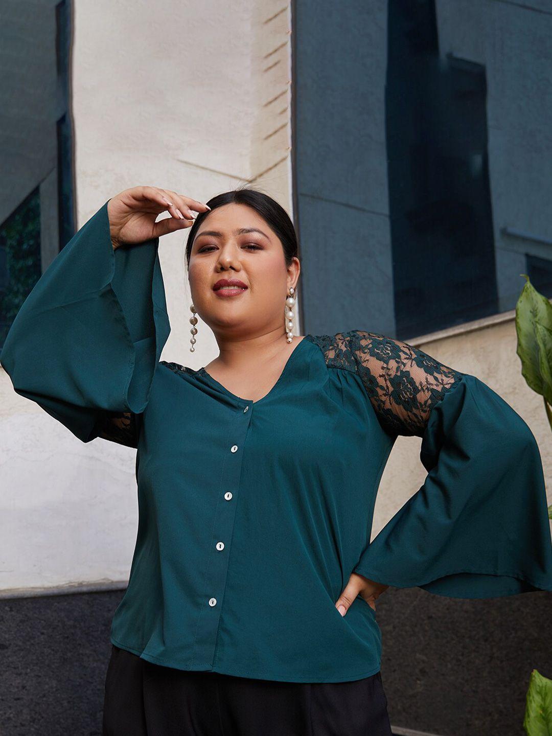 curve-by-kassually-teal-green-plus-size-v-neck-bell-sleeve-lace-detailed-top