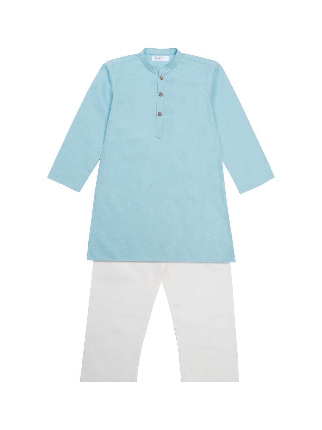 SAKA DESIGNS Boys Mandarin Collar Straight Kurta with Pyjamas