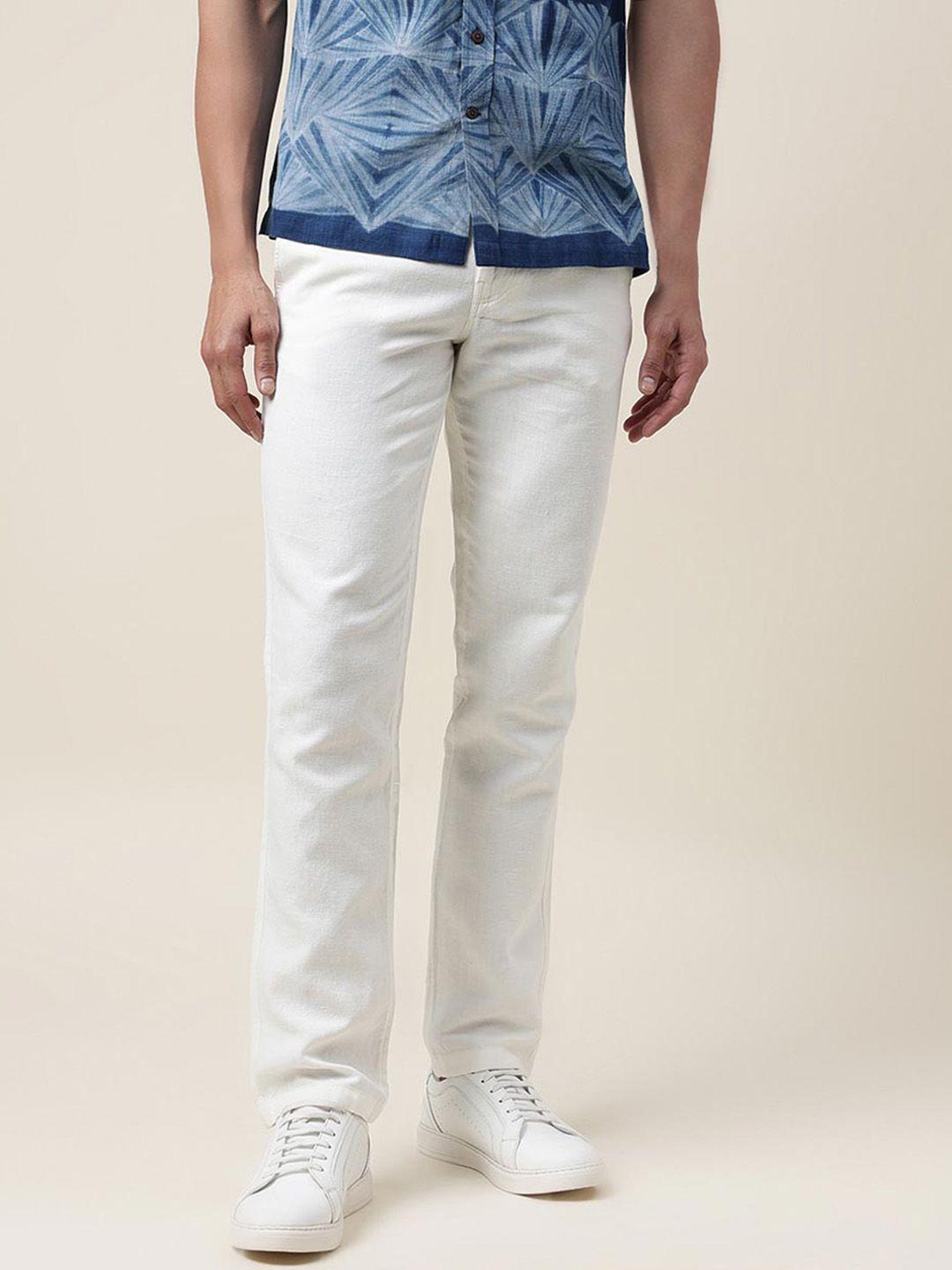 fabindia-men-slim-fit-cotton-linen-chinos-trousers