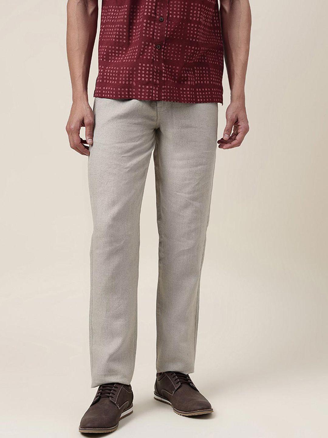 fabindia-men-slim-fit-linen-trousers