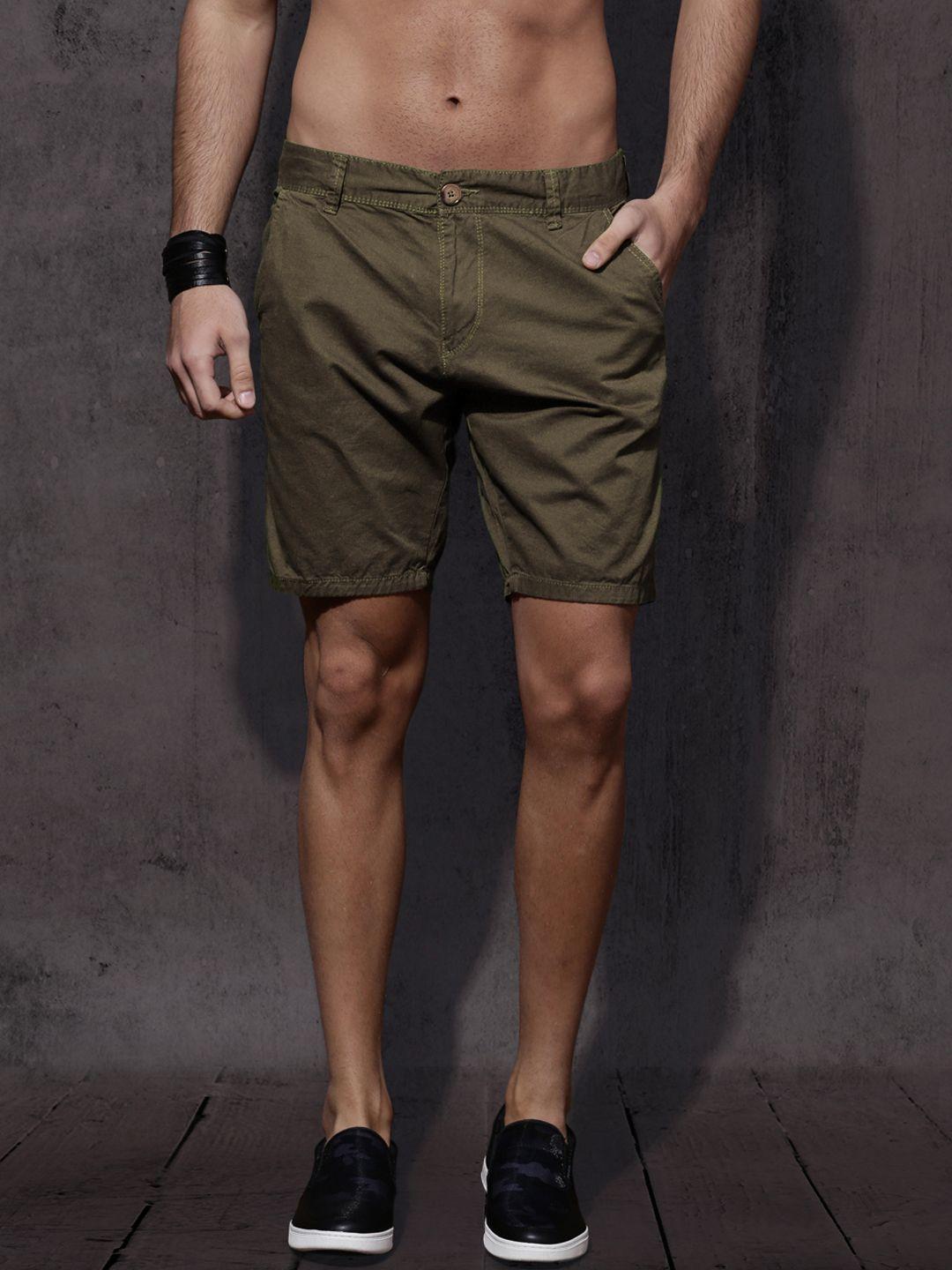 roadster-men-olive-green-solid-regular-fit-chino-shorts