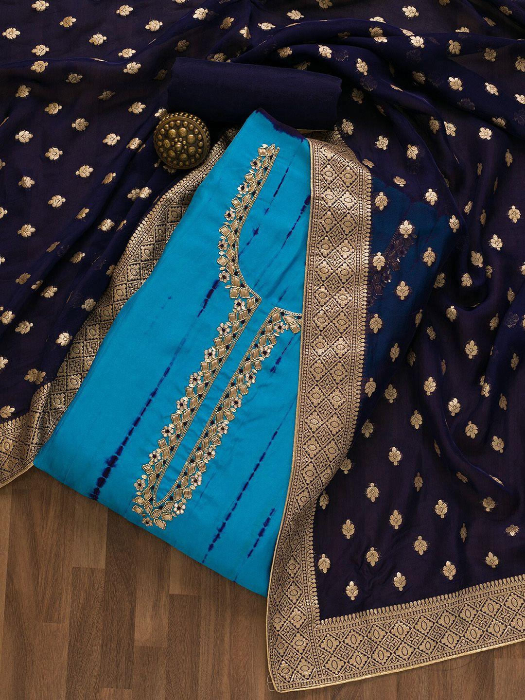 Koskii Striped Semi-Stitched Dress Material