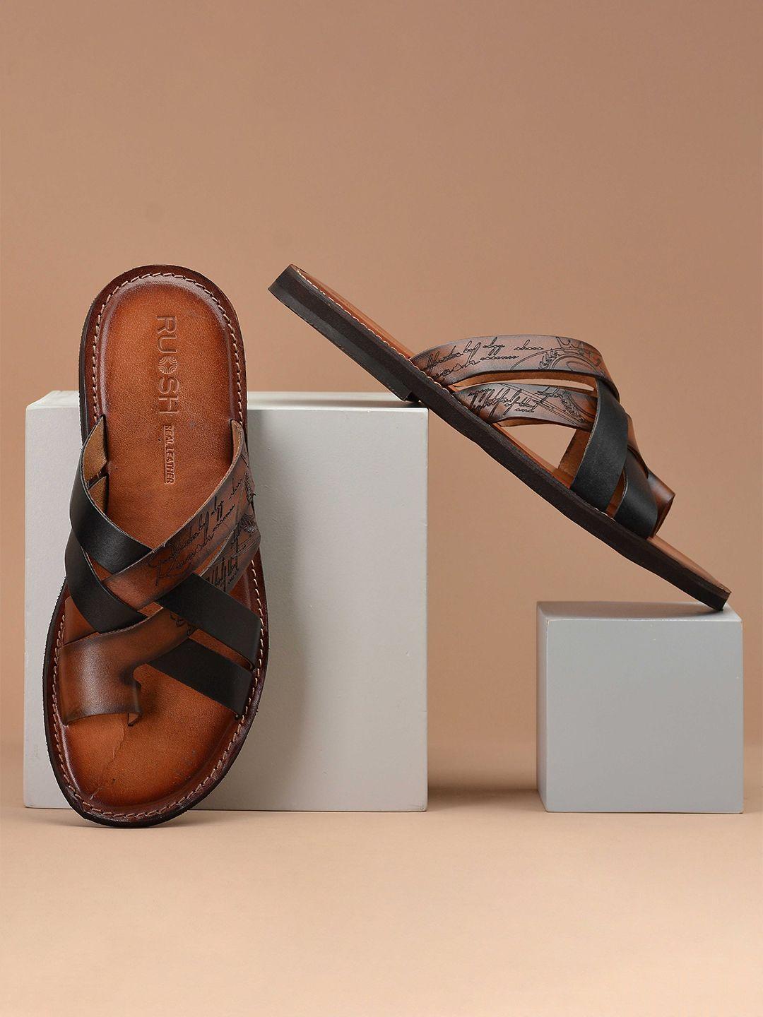 Ruosh Men Open One Toe Leather Comfort Sandals