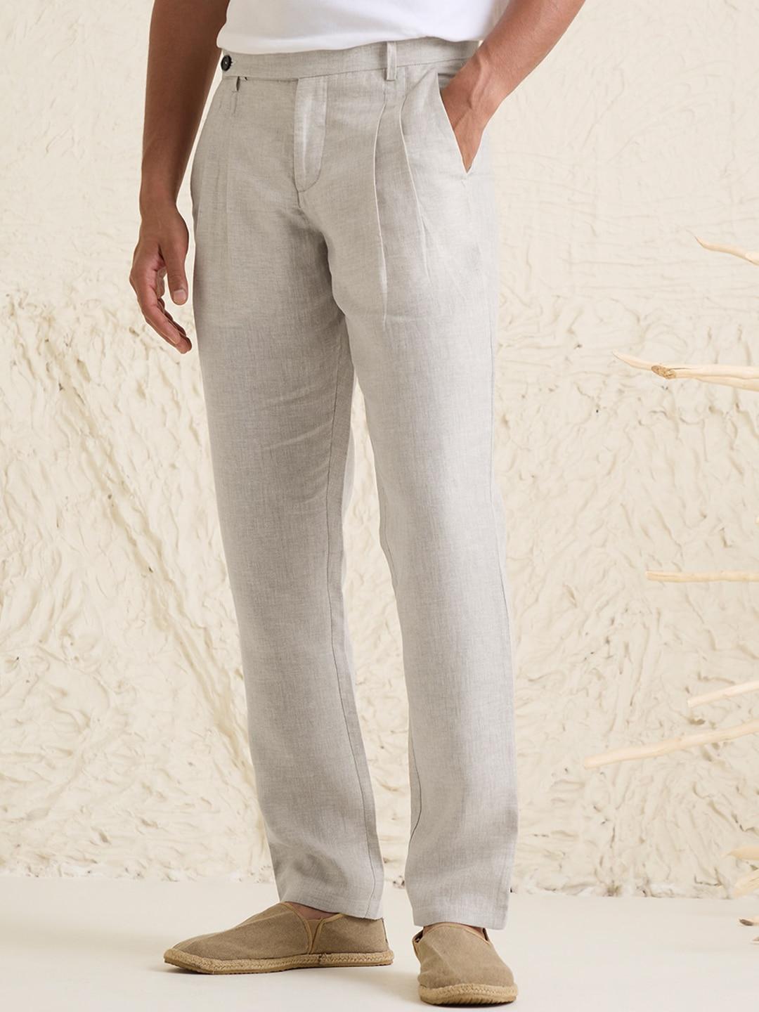 andamen-men-comfort-fit-linen-pleated-trousers