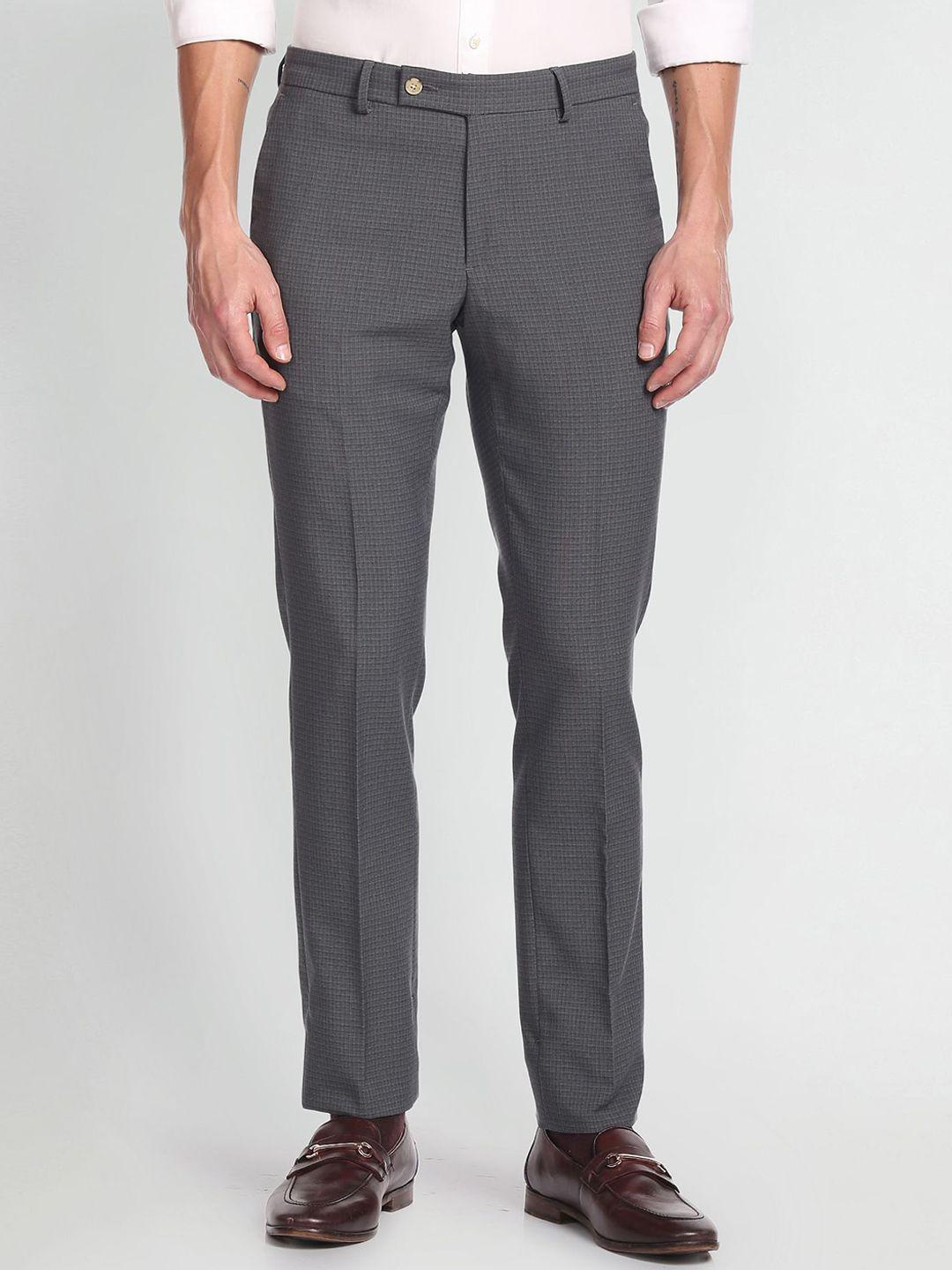 Arrow Men Mid-Rise Geometric Printed Woven Design Formal Trouser