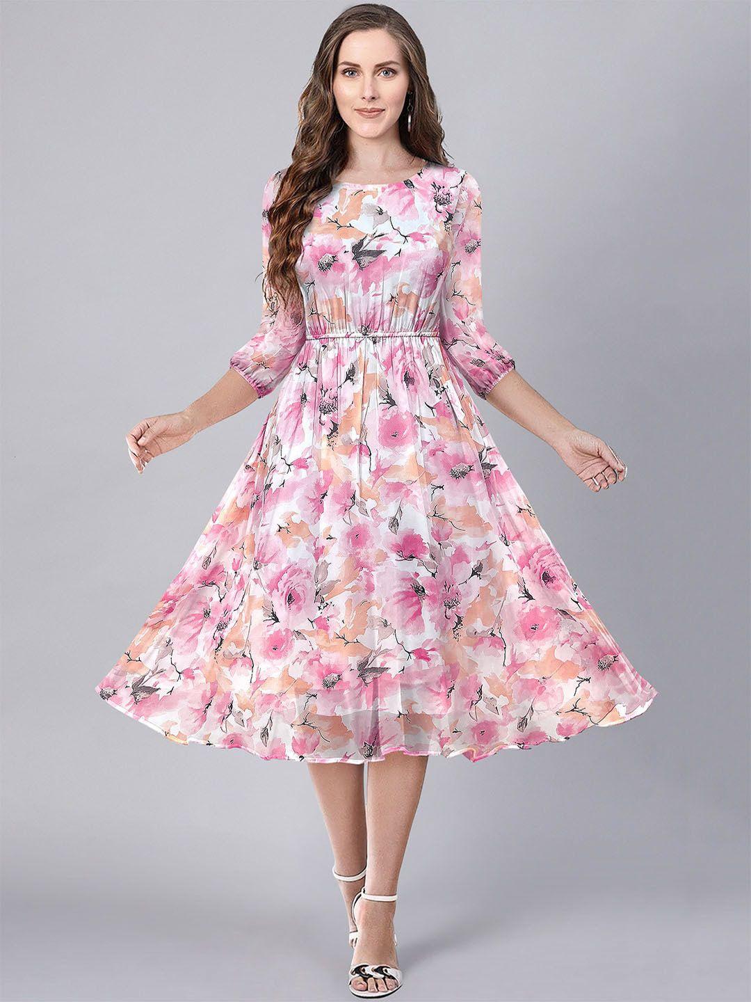keri-perry-floral-printed-puff-sleeve-georgette-fit-&-flare-midi-dress