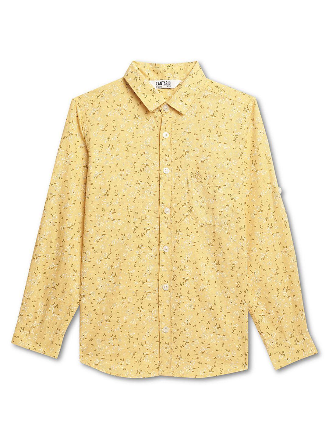 Cantabil Boys Yellow Classic Opaque Printed Casual Shirt