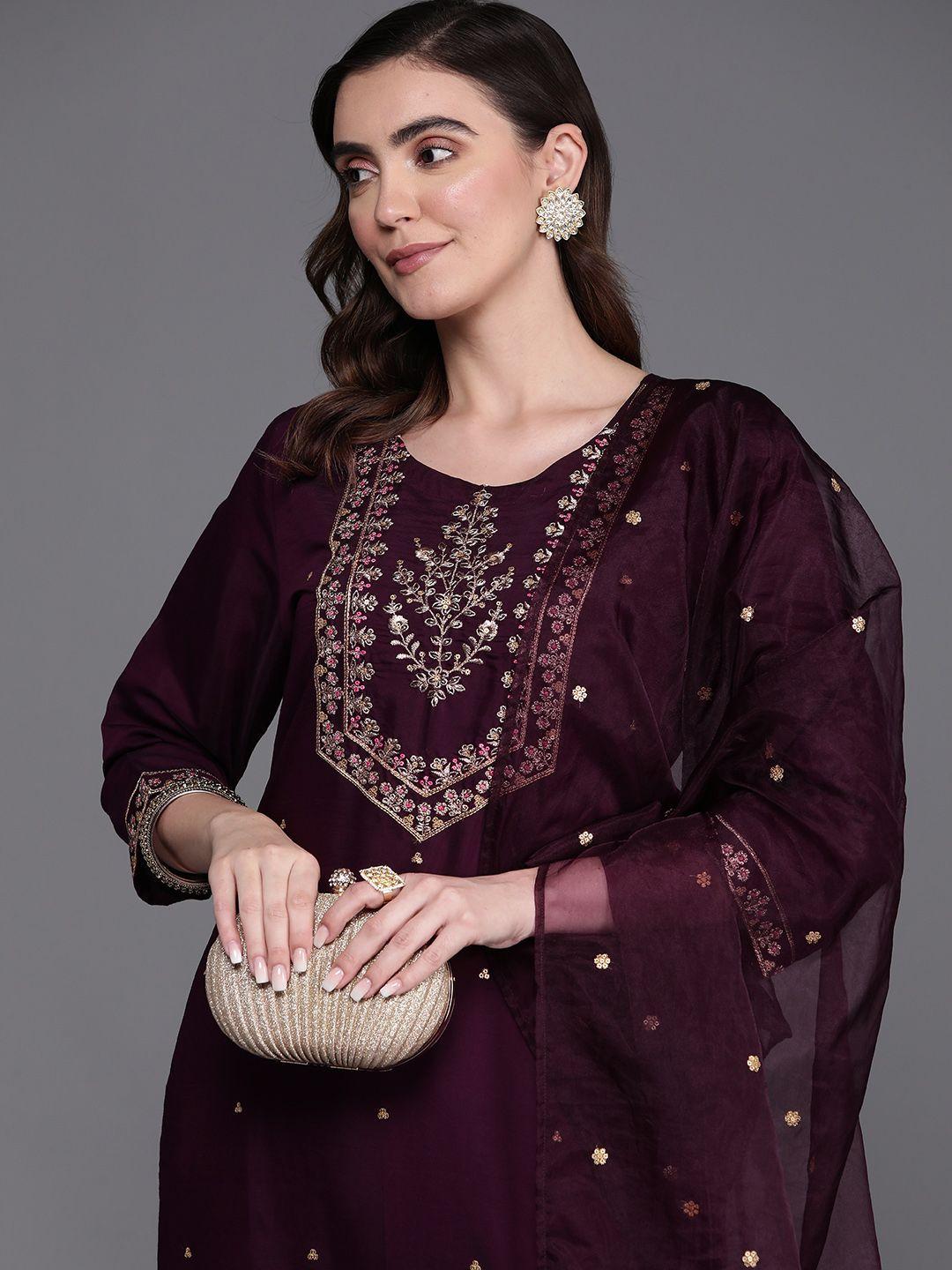 indo-era-floral-embroidered-regular-kurta-with-trousers-&-dupatta