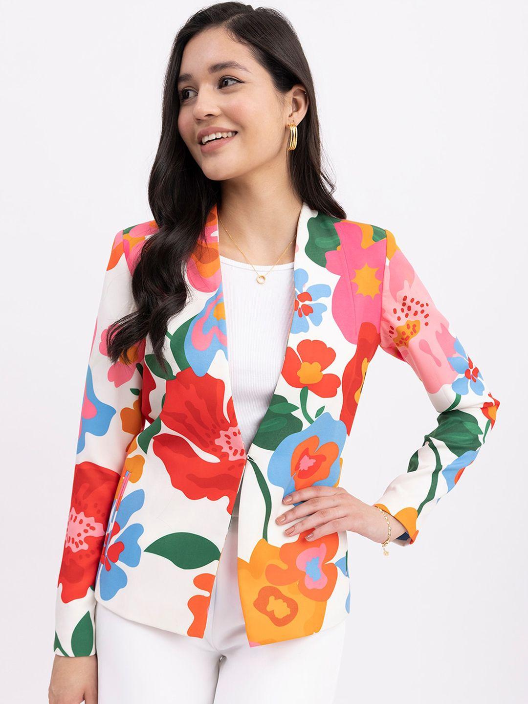 FableStreet Floral Printed Single Breasted Casual Blazer