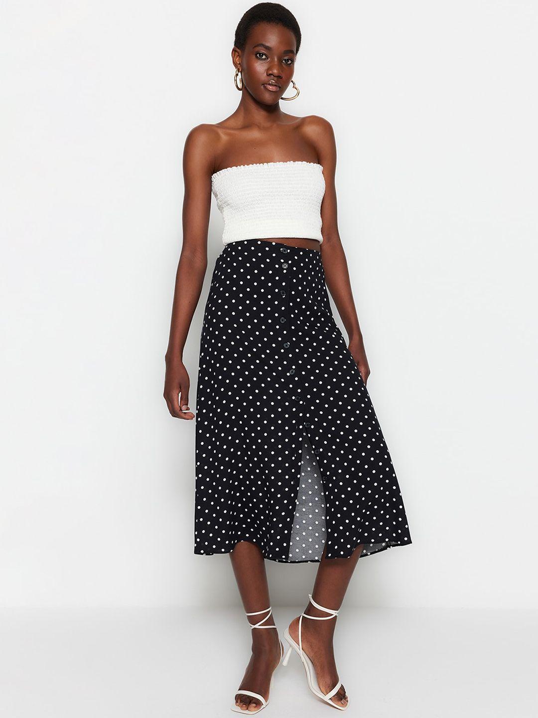 Trendyol Polka Dots Printed A-Line Midi Skirt