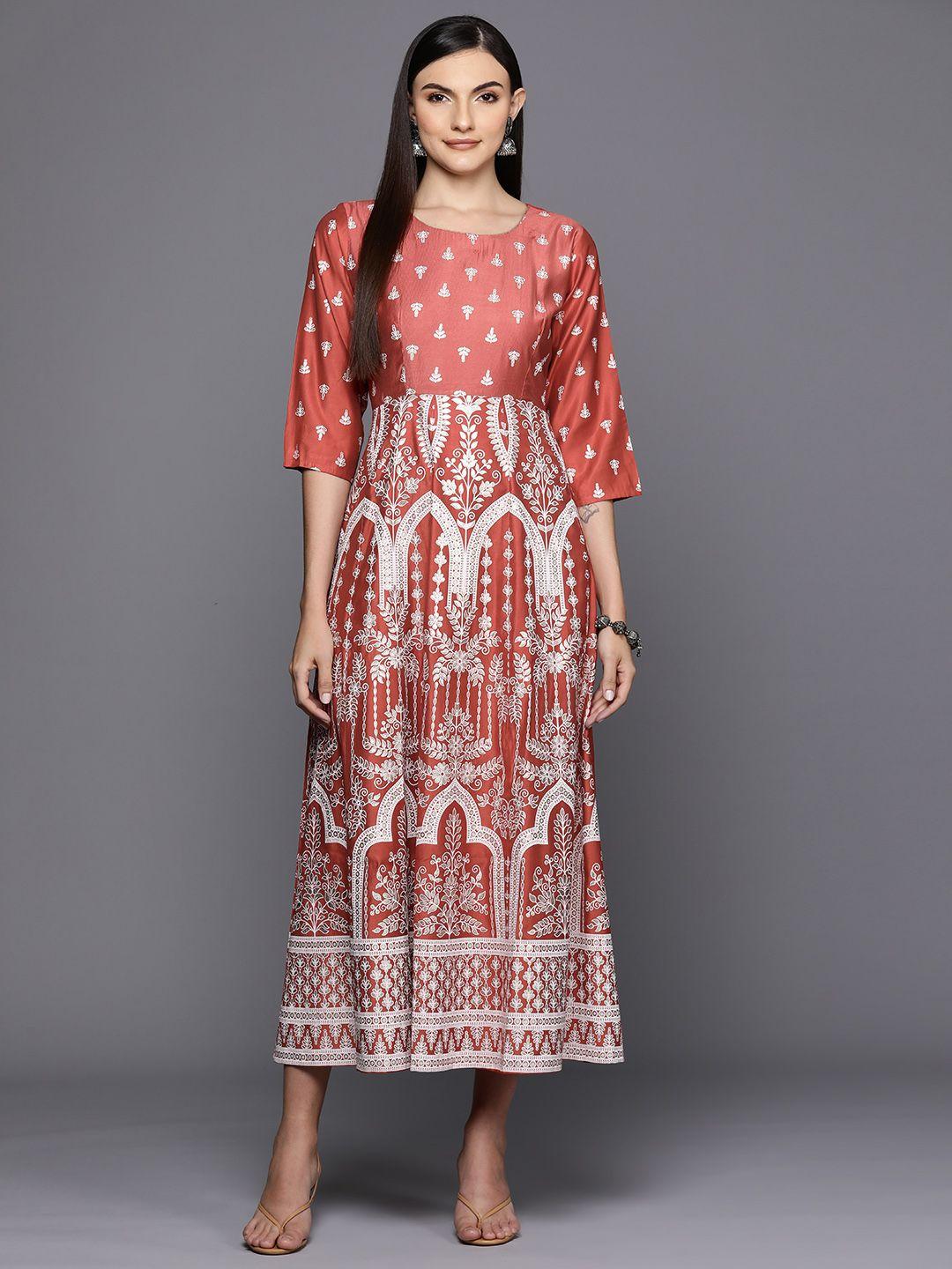 Indo Era Ethnic Motifs Print Liva A-Line Midi Dress