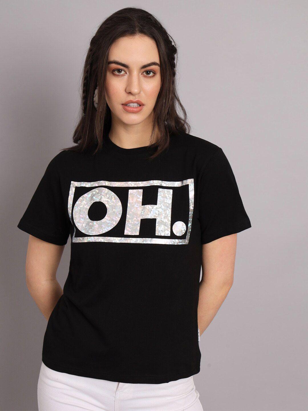 The Dry State Black Typography Printed Oversized Cotton T-shirt