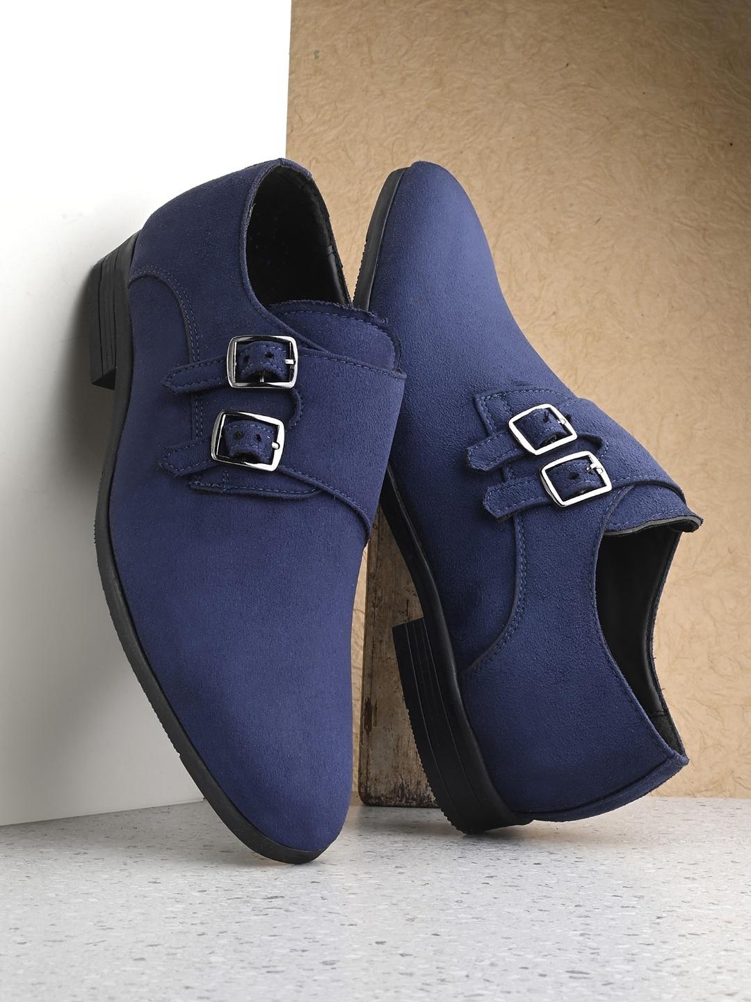 House of Pataudi Men Buckled Formal Monk Shoes