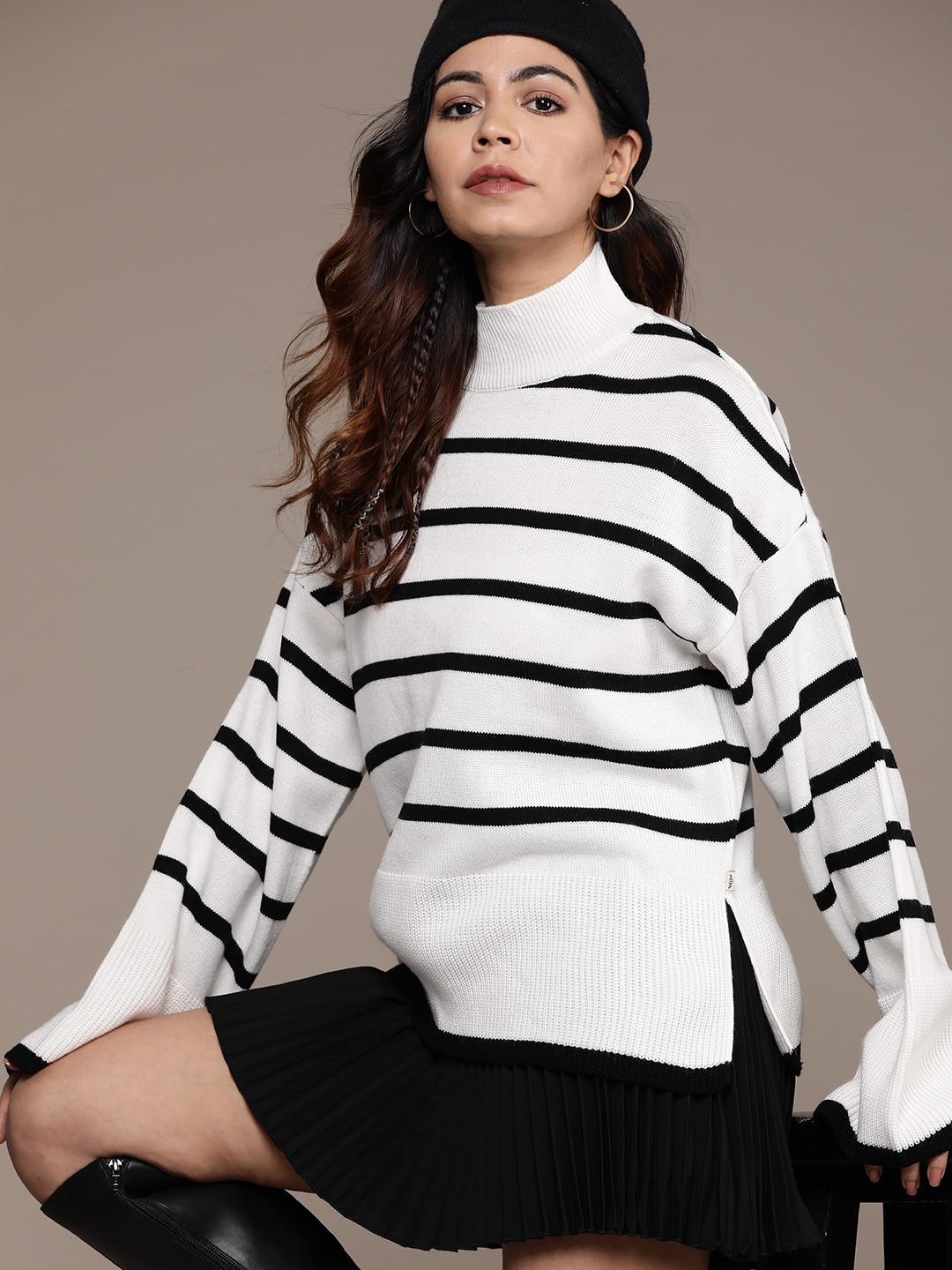 The Roadster Lifestyle Co. Flared Sleeves Striped Pullover