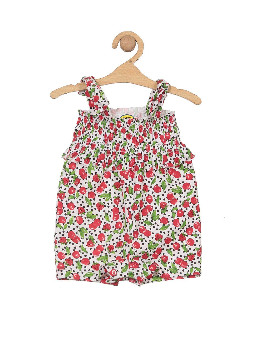 Lil Lollipop Girls Floral Printed Pure Cotton Rompers