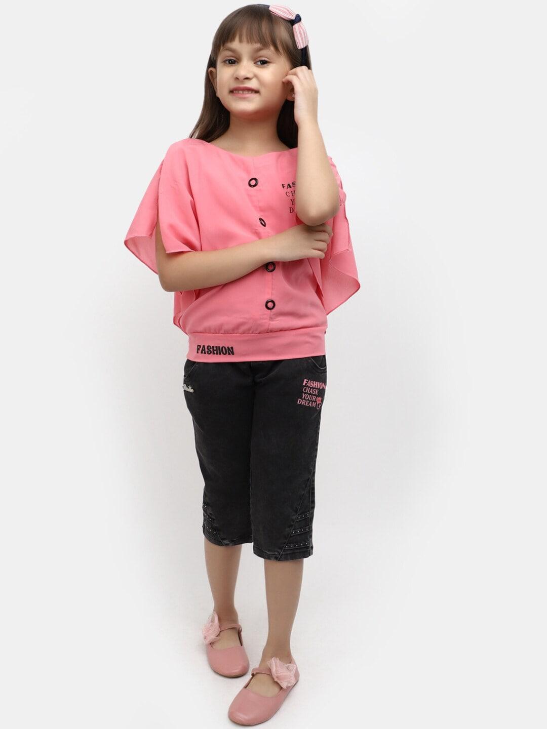 V-Mart Girls Printed Pure Cotton Top With Shorts
