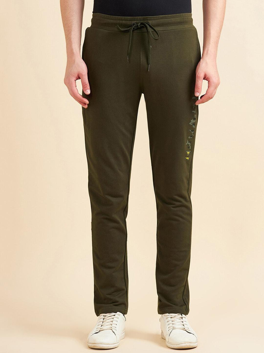 Sweet Dreams Men Olive Green Mid-Rise 4 Way Stretch Track Pants