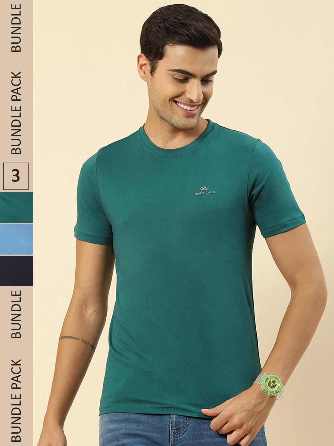 Monte Carlo Pack Of 3 Round Neck Pure Cotton T-shirt