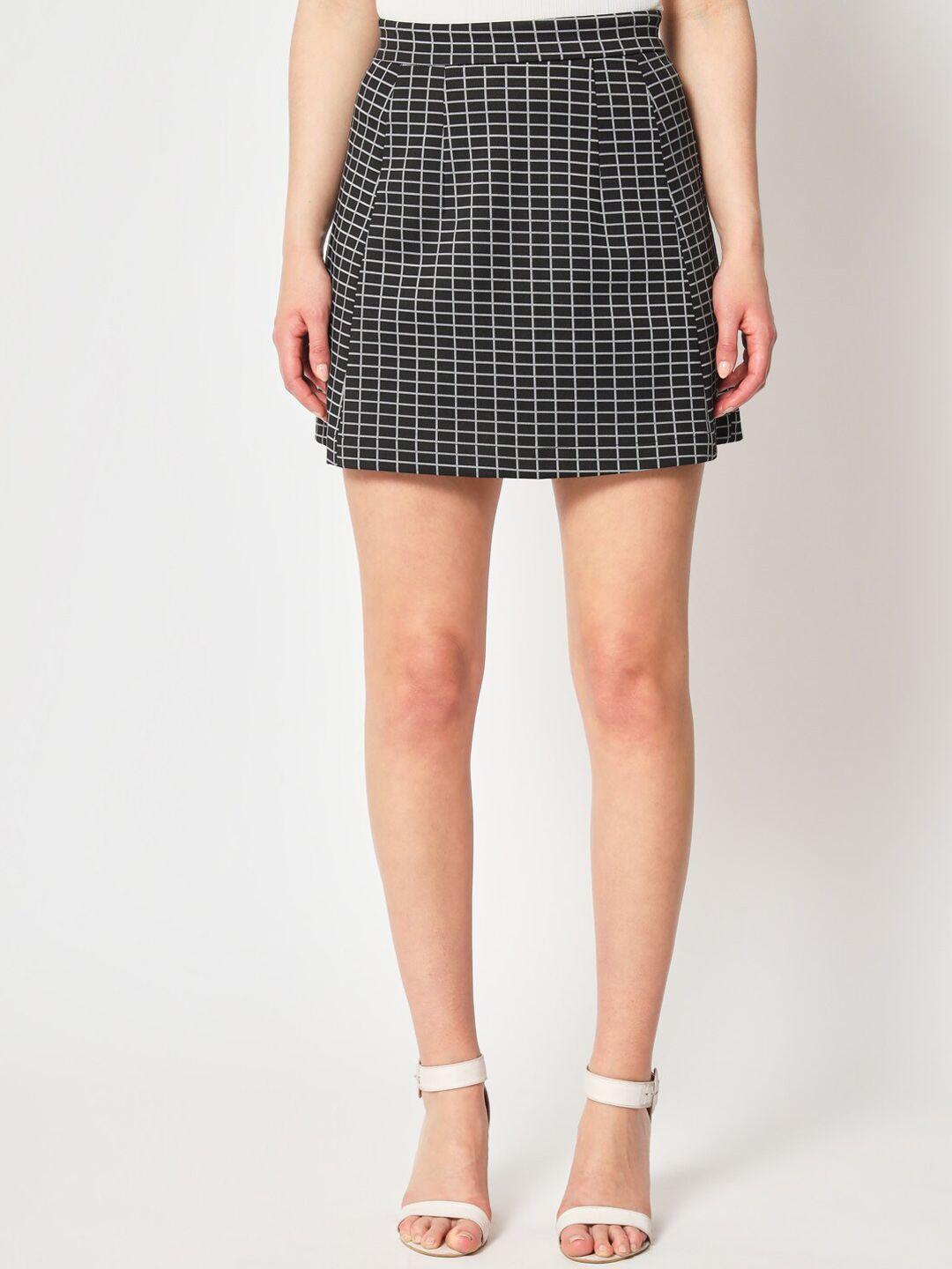 zastraa-black-&-white-checked-a-line-mini-skirt