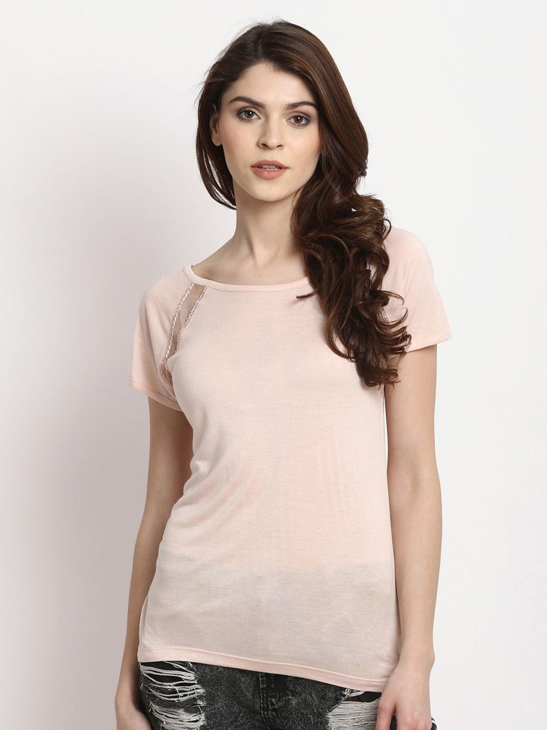 rare-peach-round-neck-extended-sleeves-top