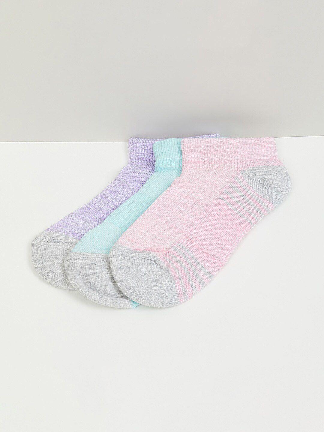 max Girls Pack Of 3 Colourblocked Ankle-Length Socks