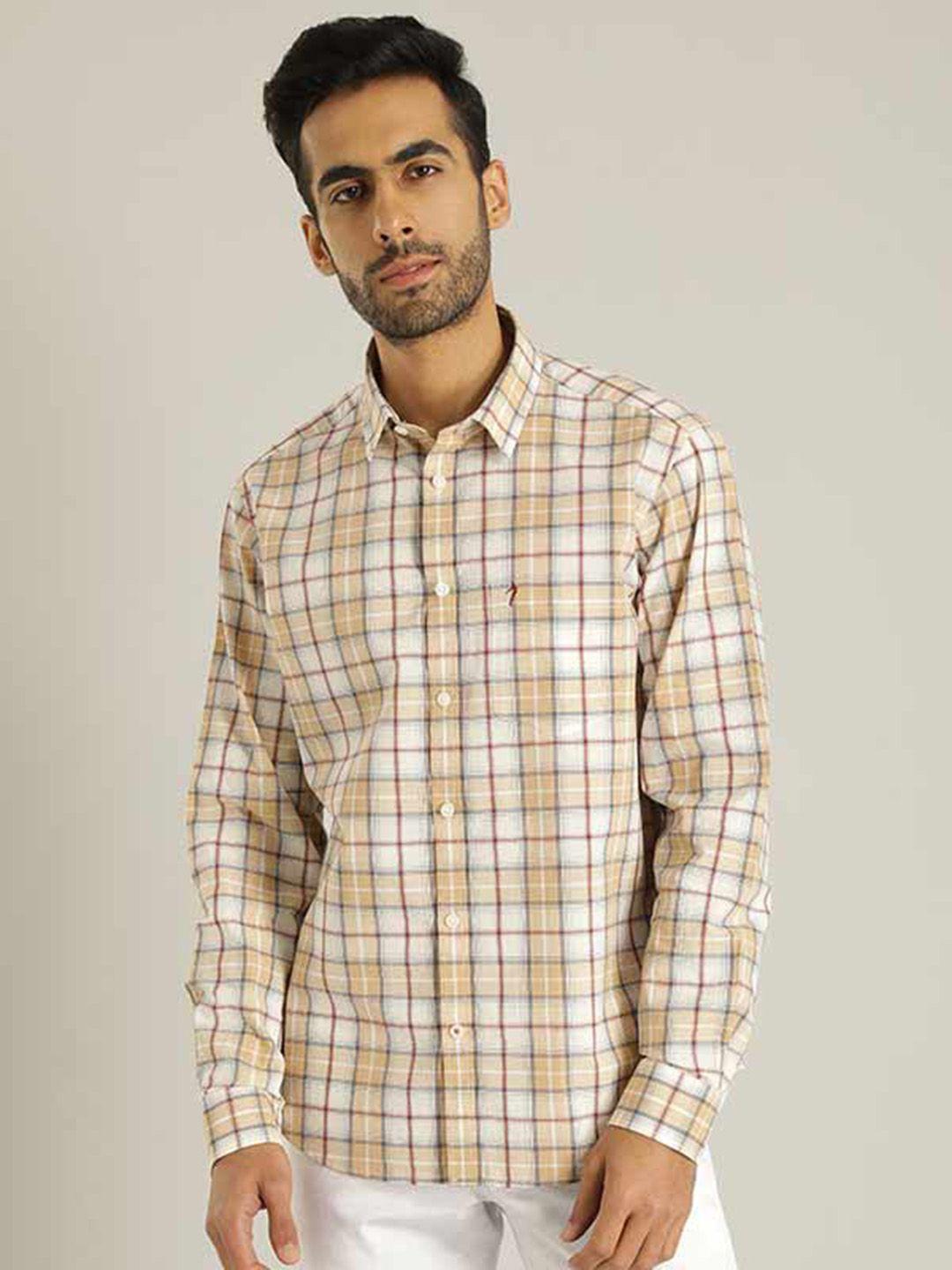 Indian Terrain Men Chiseled Slim Fit Tartan Checks Opaque Pure Cotton Casual Shirt