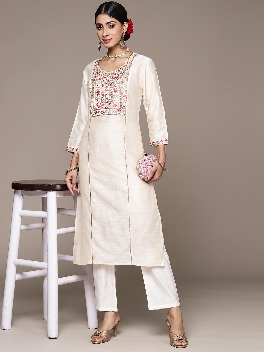 Ishin Ethnic Motifs Embroidered Sequinned Kurta With Trousers