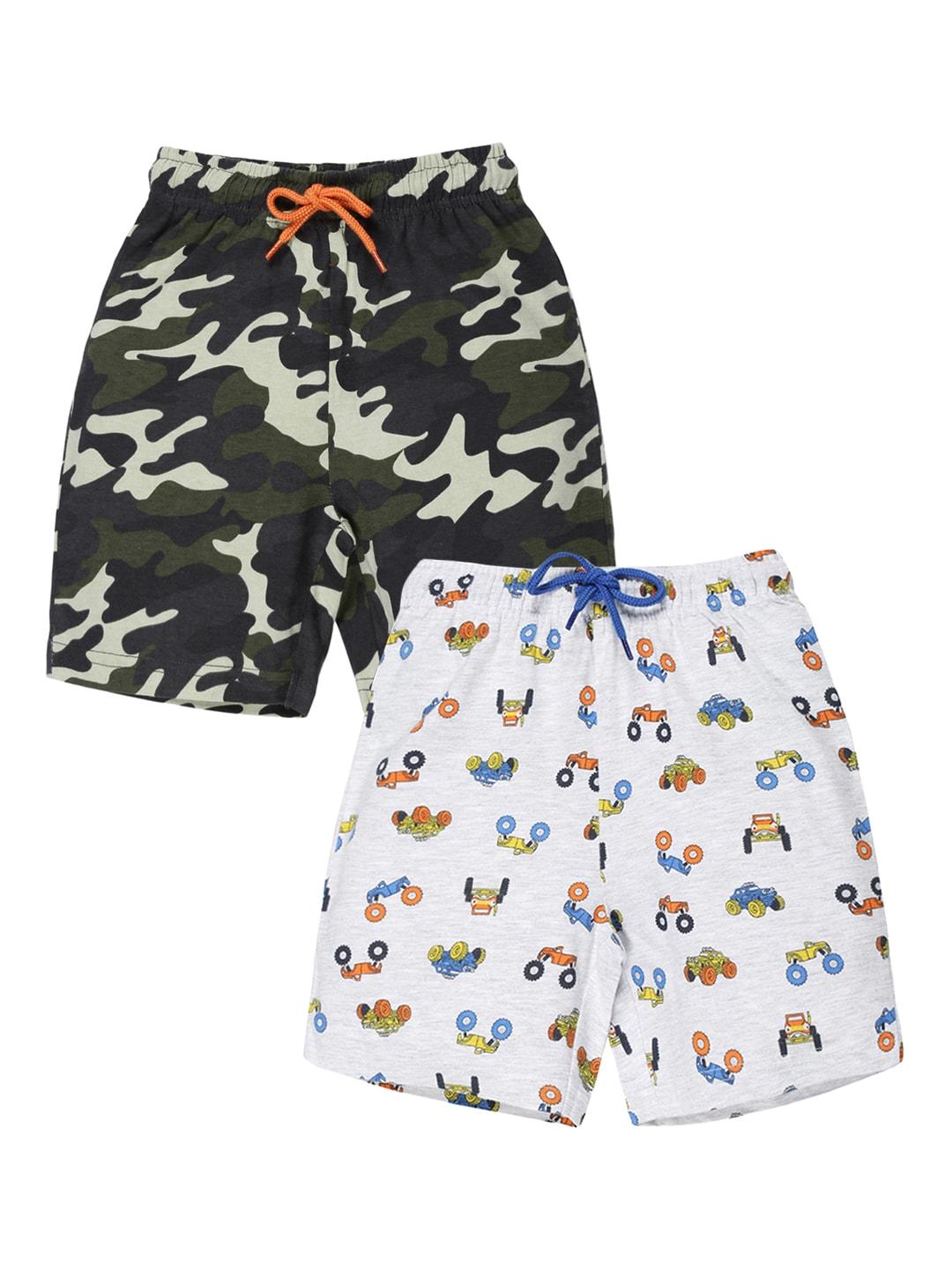 PLUM TREE Boys Pack Of 2 Mid-Rise Printed Casual Pure Cotton Shorts