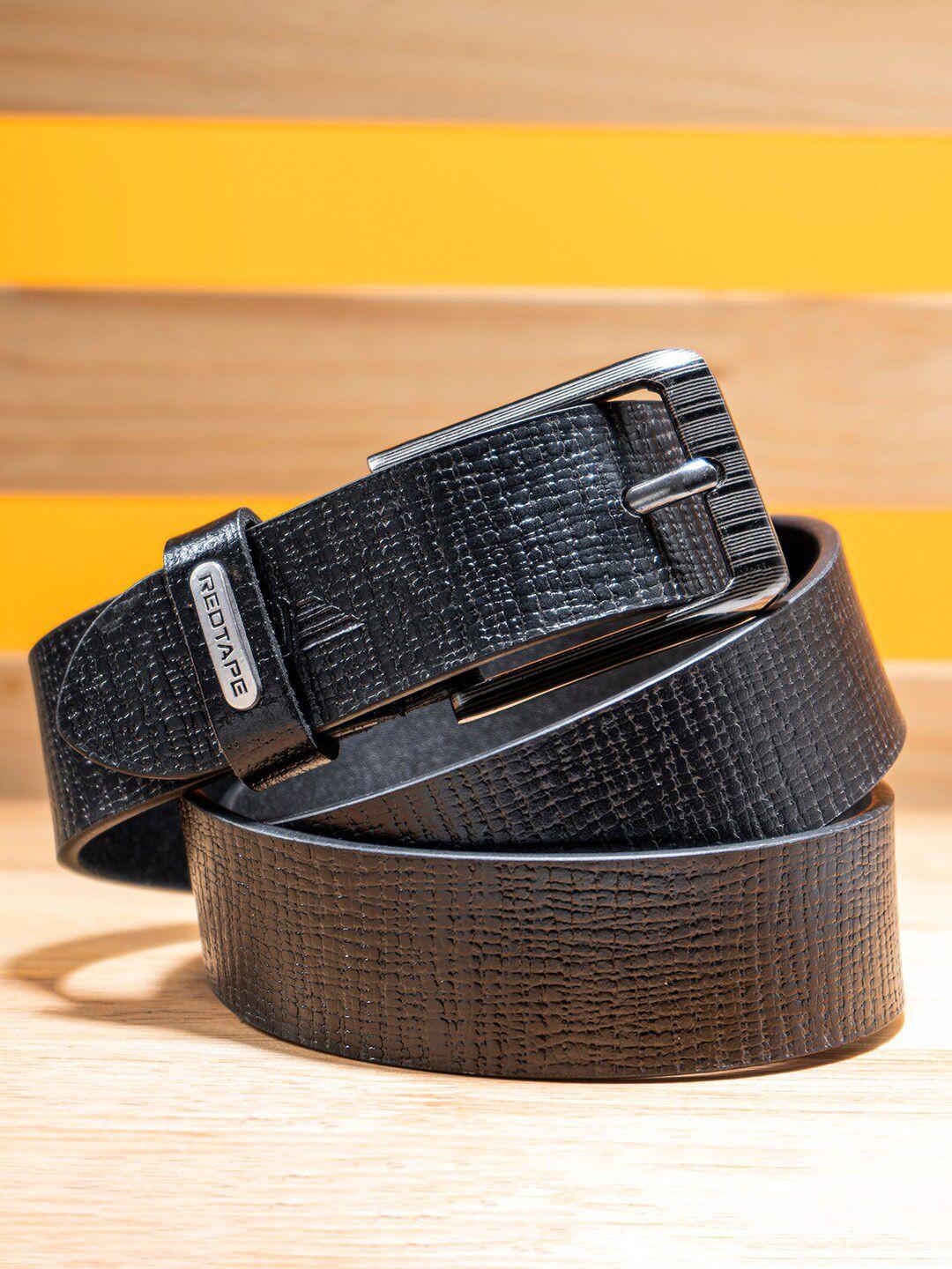 Red Tape Men Textured Leather Tang Belt