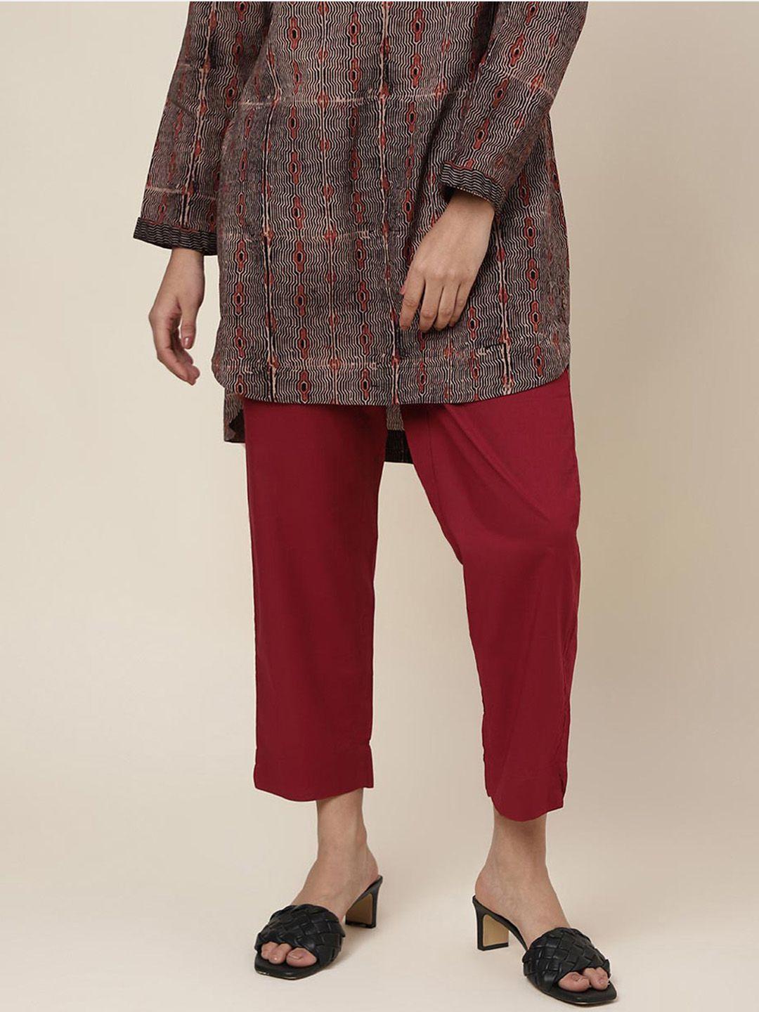 Fabindia Women Mid-Rise Cotton Trousers