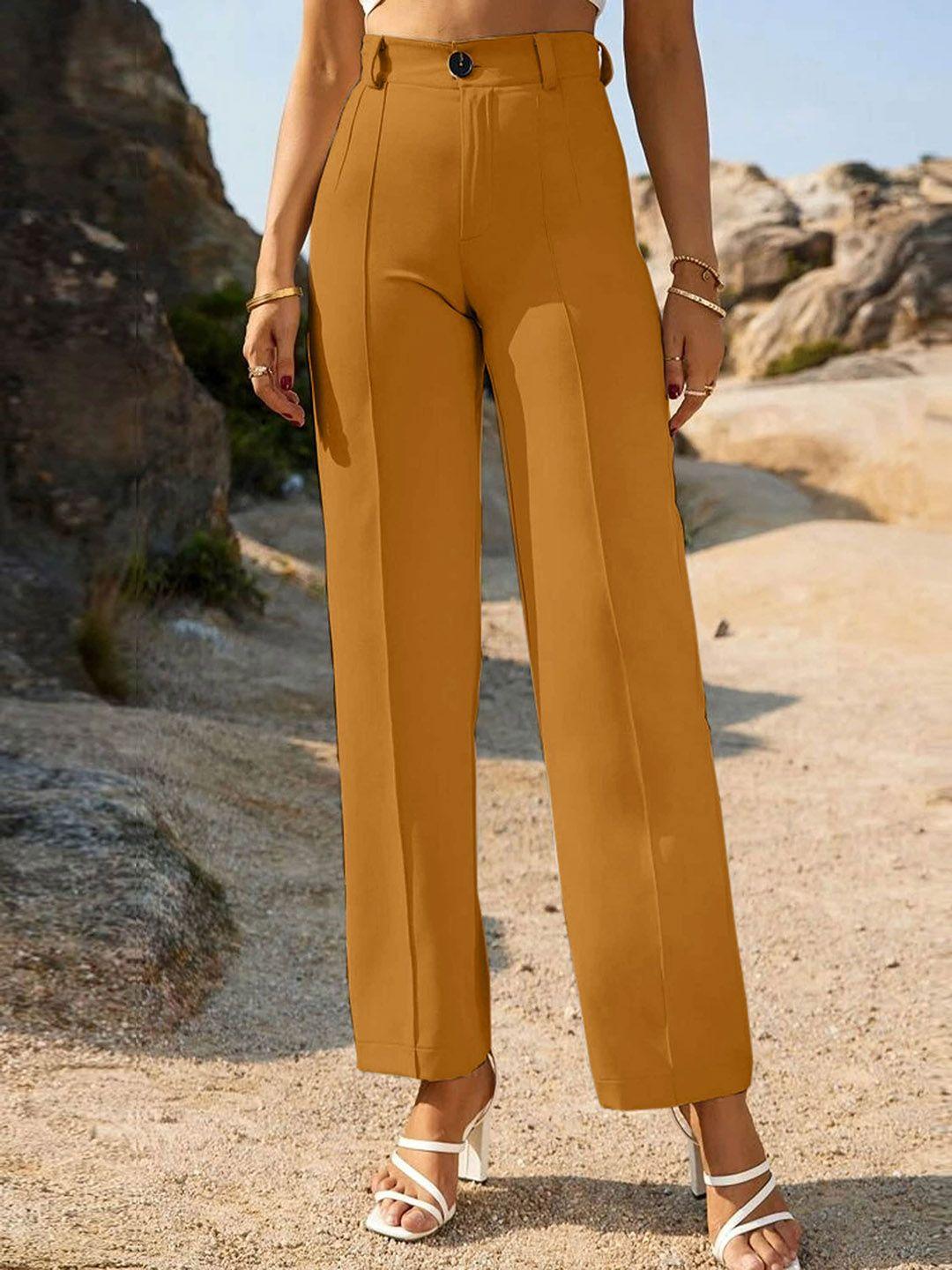 Wuxi Women Relaxed Straight Leg Straight Fit High-Rise Easy Wash Parallel Trousers
