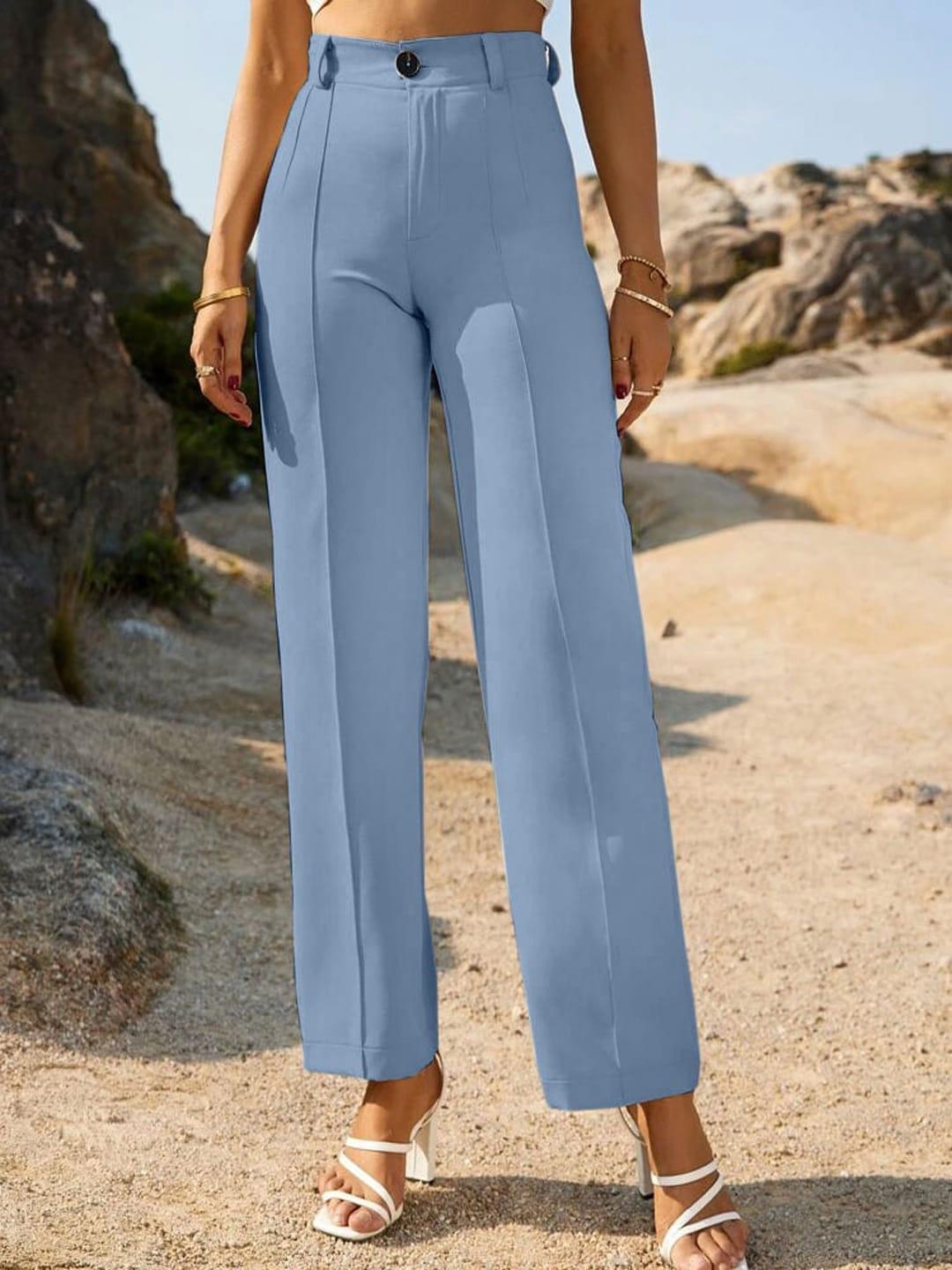 Wuxi Women Relaxed Straight Leg Straight Fit High-Rise Easy Wash Parallel Trousers