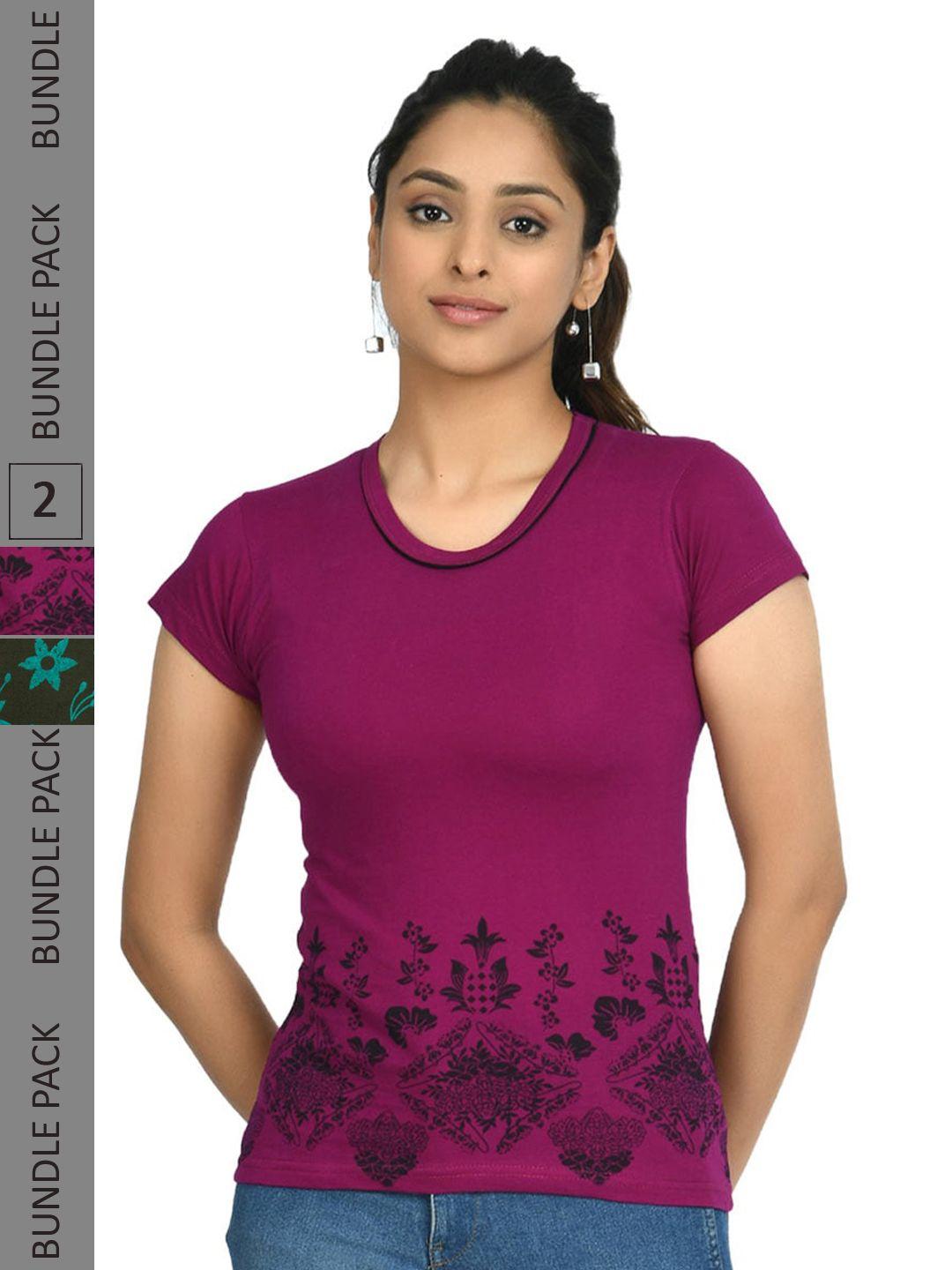 indiweaves-pack-of-2-floral-printed-pure-cotton-t-shirt