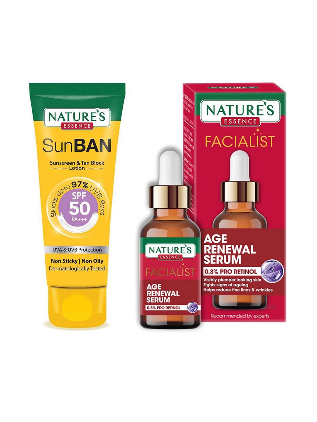 Natures Essence Set of Facialist Age Renewal Serum & SunBan SPF50 PA+++ Sunscreen