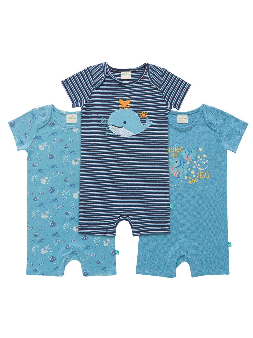 juscubs-infant-boys-pack-of-3-printed-cotton-rompers