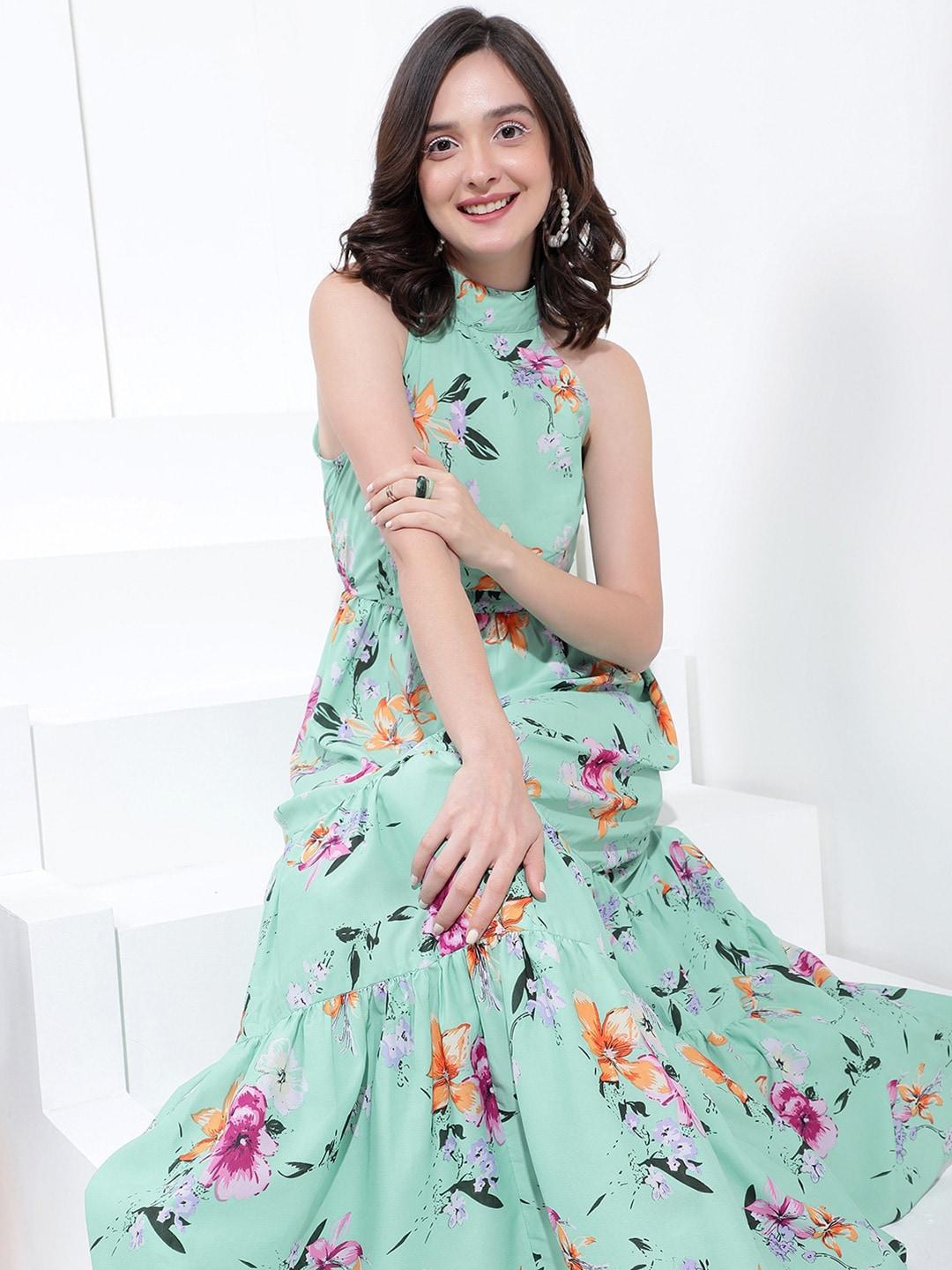 KASSUALLY Floral Print Halter Neck Maxi Dress