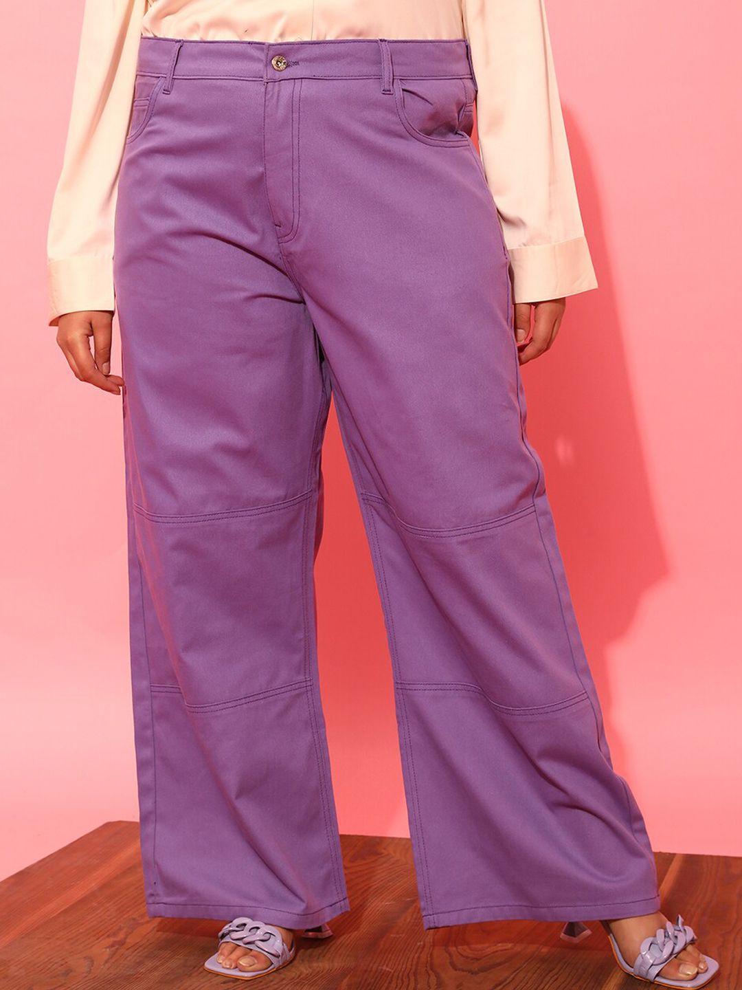 curvy-street-women-plus-size-lavender-printed-relaxed-straight-leg-pure-cotton-trousers