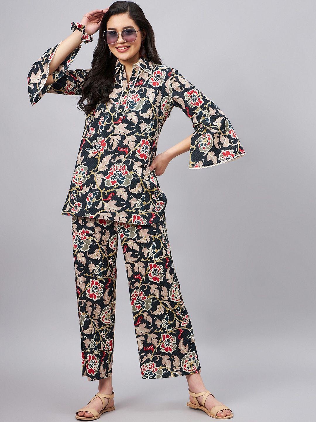 winered-floral-printed-pure-cotton-tunic-&-palazzo