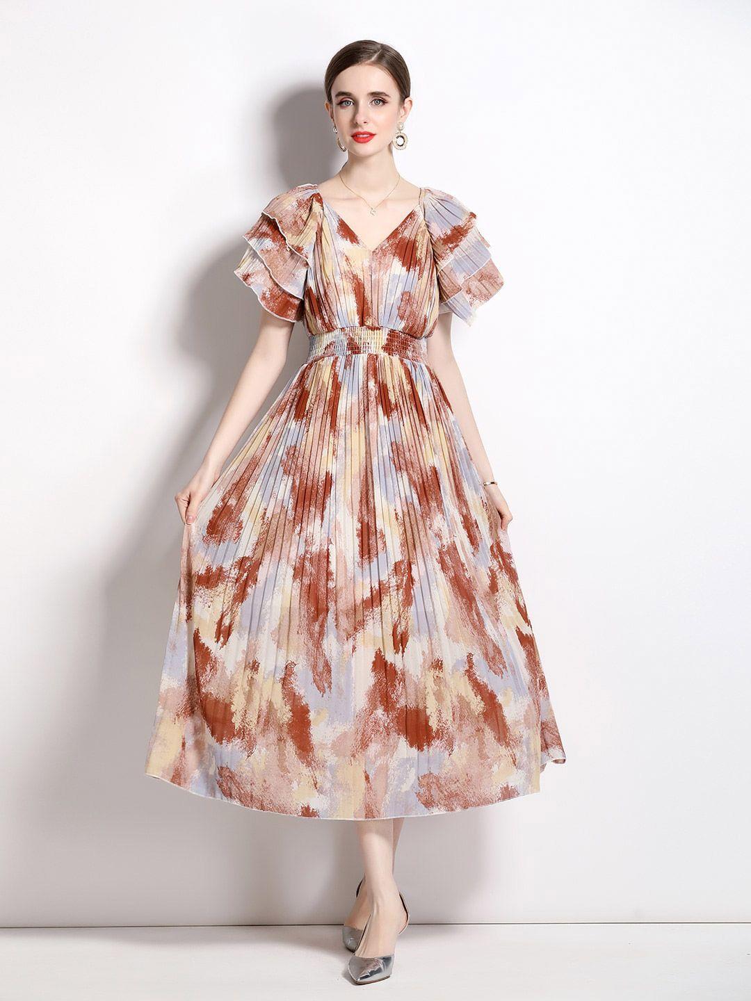 jc-collection-printed-smocked-flared-sleeve-maxi-dress