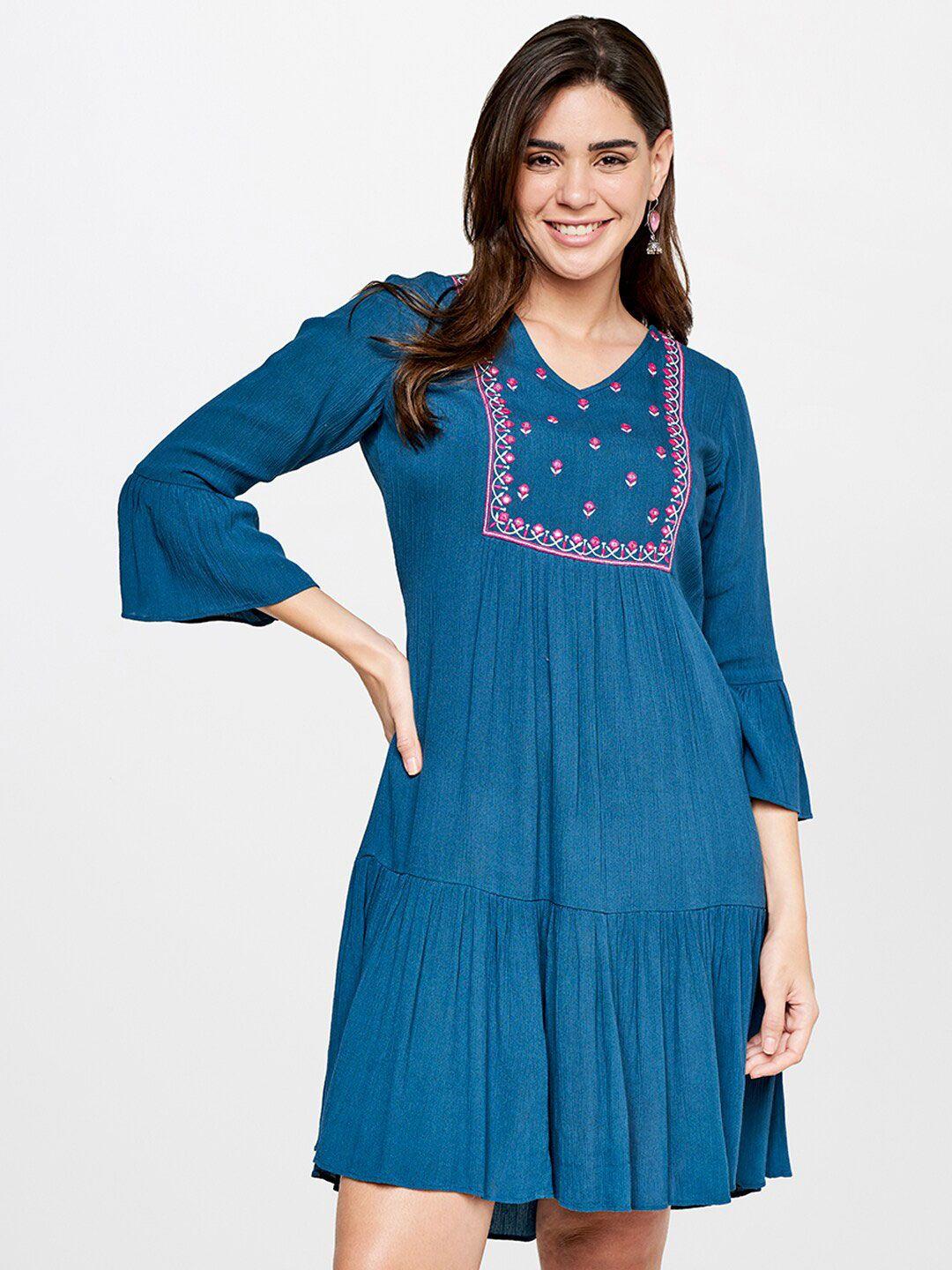 itse-yoke-embroidered-fit-and-flare-tiered-dress