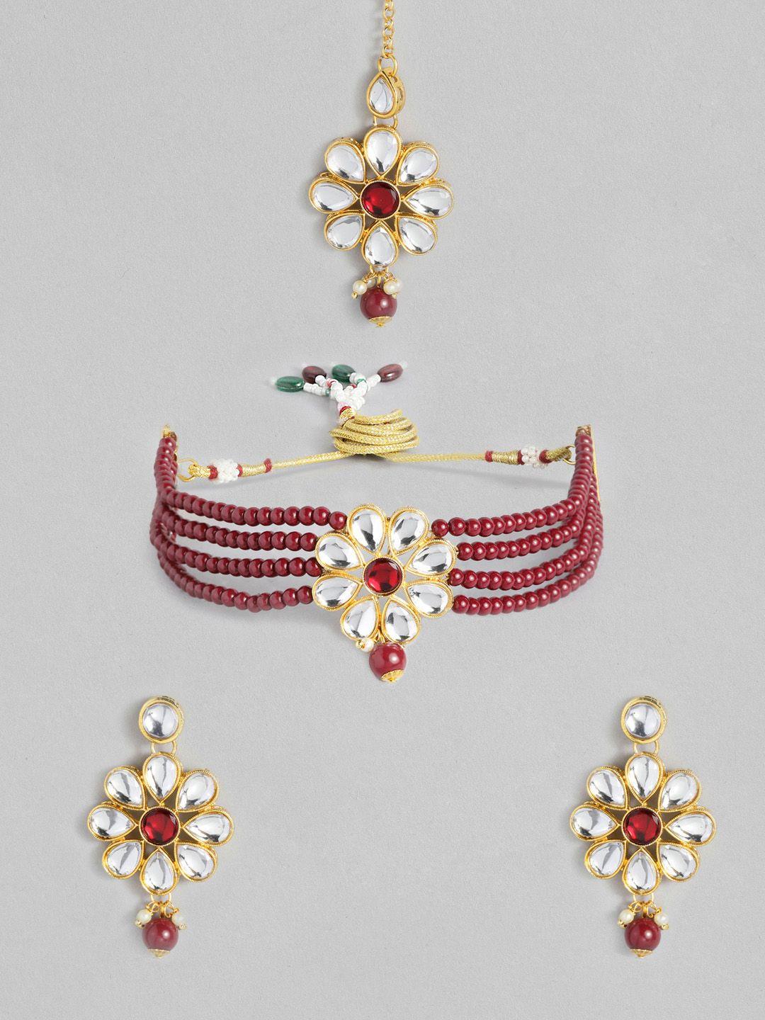 Peora Gold-Plated Kundan-Studded Jewellery Set